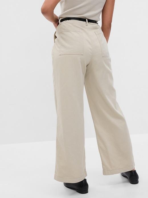 Mid Rise Twill Wide-Leg Khakis Product Image