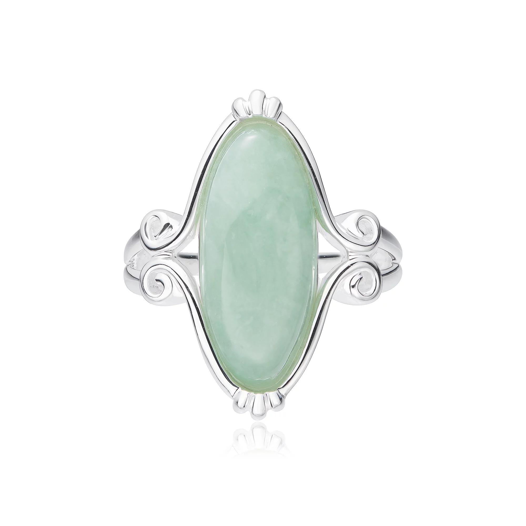 Dynasty Jade Sterling Silver Jade Marquise Swirl Ring, Women's, Size: 8 Product Image