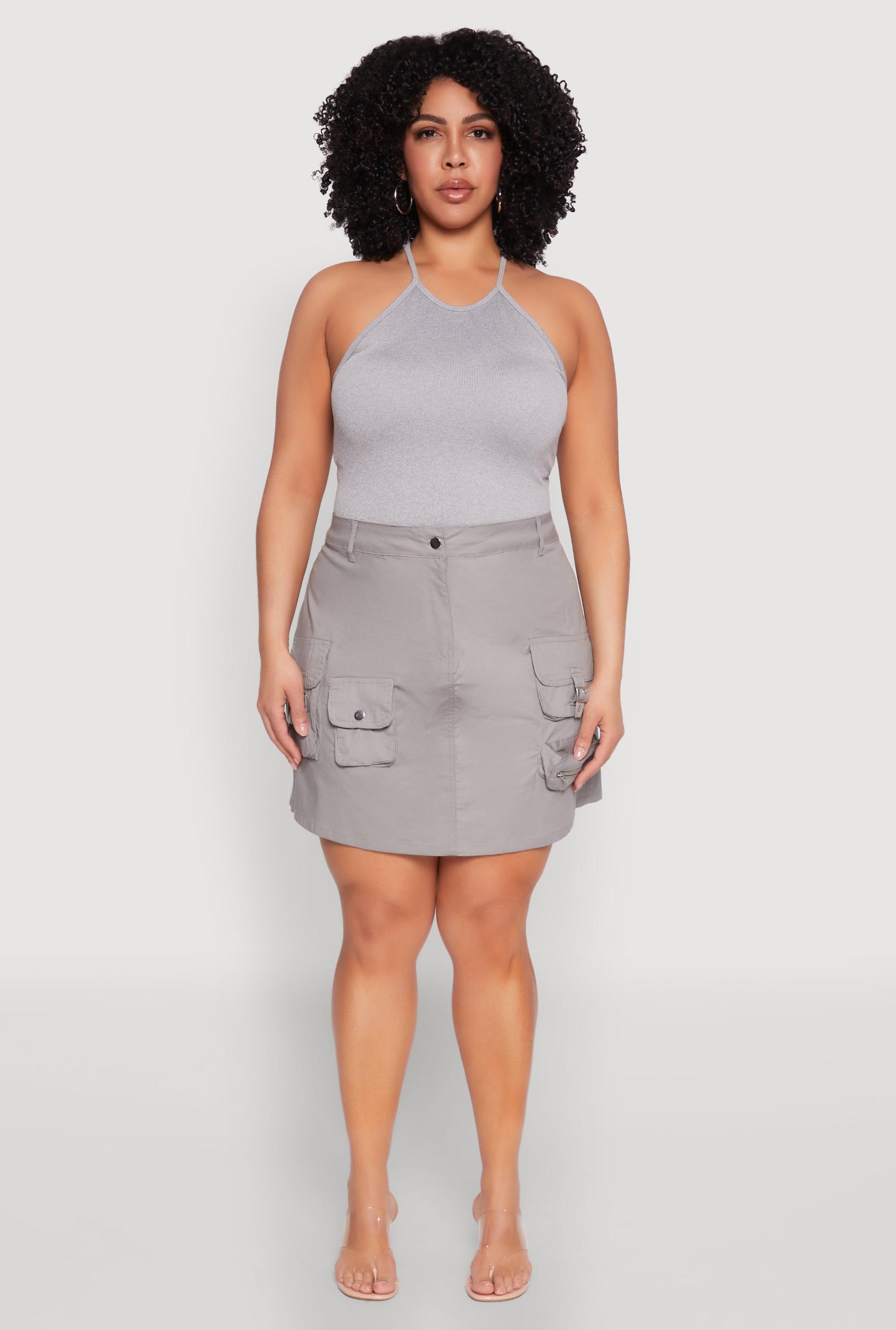 Womens Plus Size Multi Cargo Pocket Mini Skirt Product Image