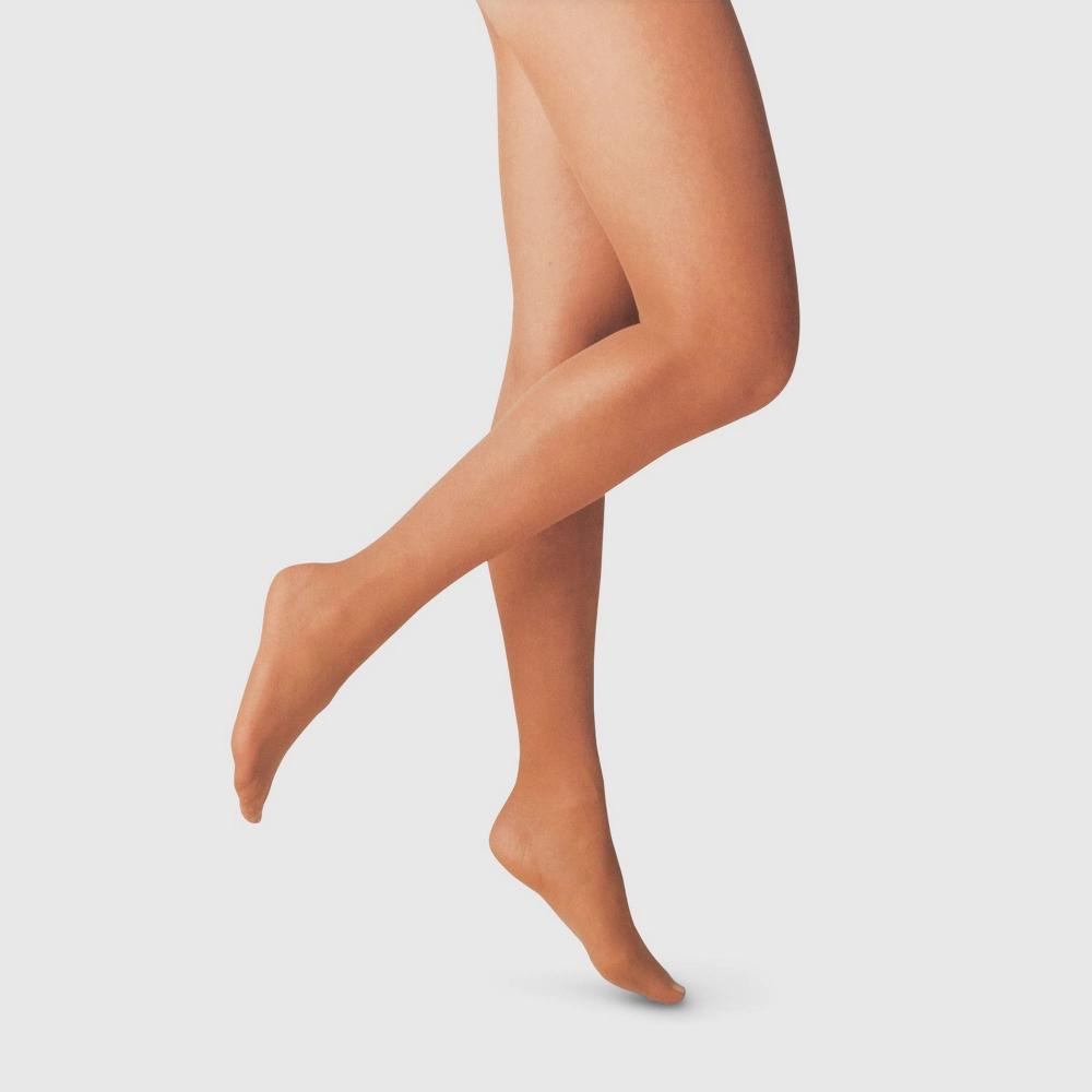 Women's 20D Sheer Tights - A New Day™ Caramel L/XL: High Waisted Nylon Spandex Hosiery, Tagless, Closed Toe, Hand Wash Product Image