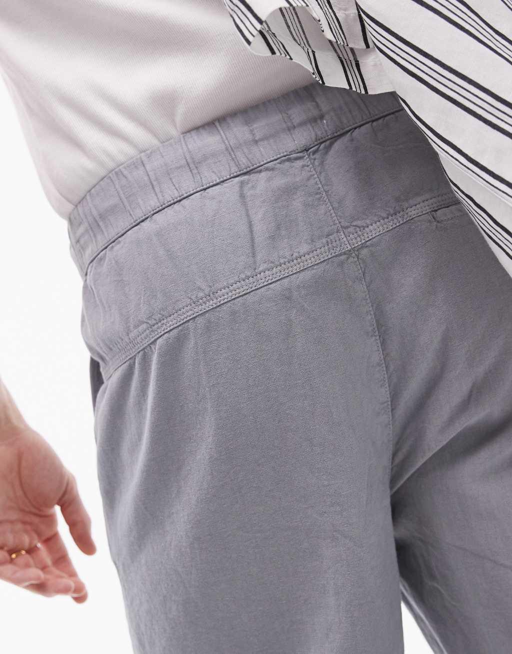 Topman straight leg linen look pants in gray Product Image