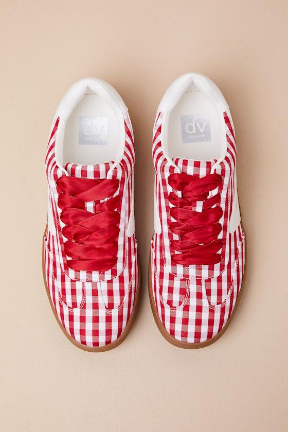 Voyage Red Gingham Lace-Up Sneakers Product Image