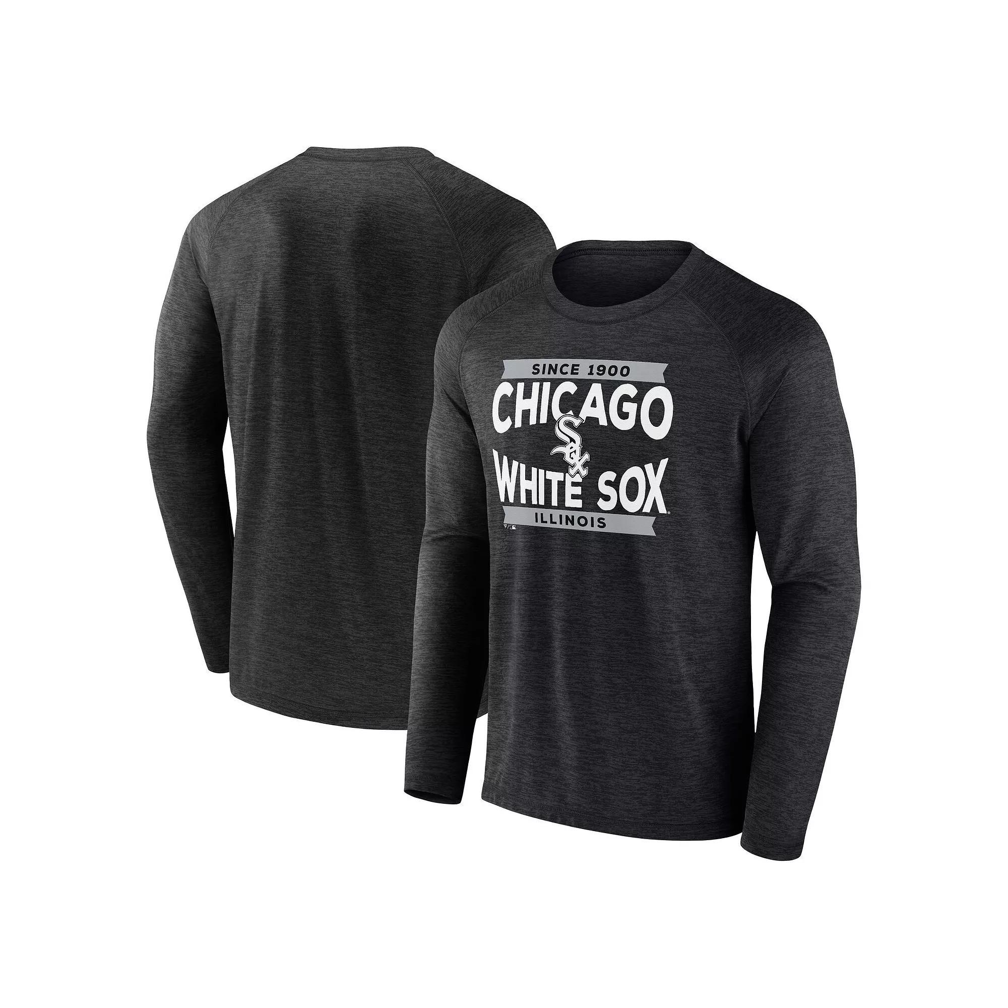 Men's Fanatics Branded Black Chicago White Sox Heroic Play Raglan Long Sleeve T-Shirt, Size: Small Product Image