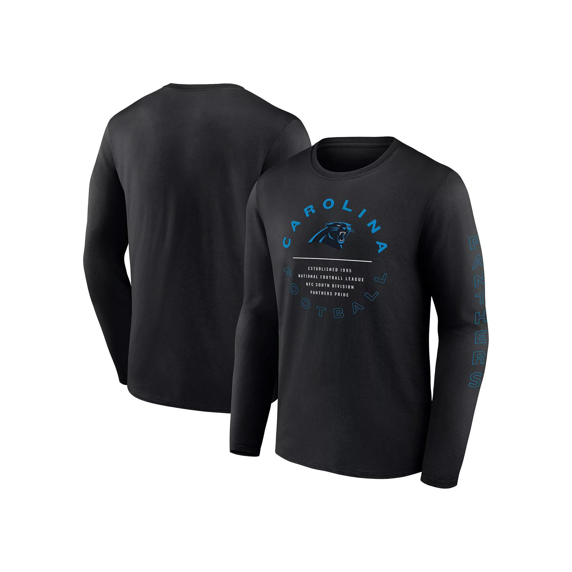 Men's Fanatics Black Carolina Panthers Stat Sheet Long Sleeve T-Shirt, Size: 2XL Product Image