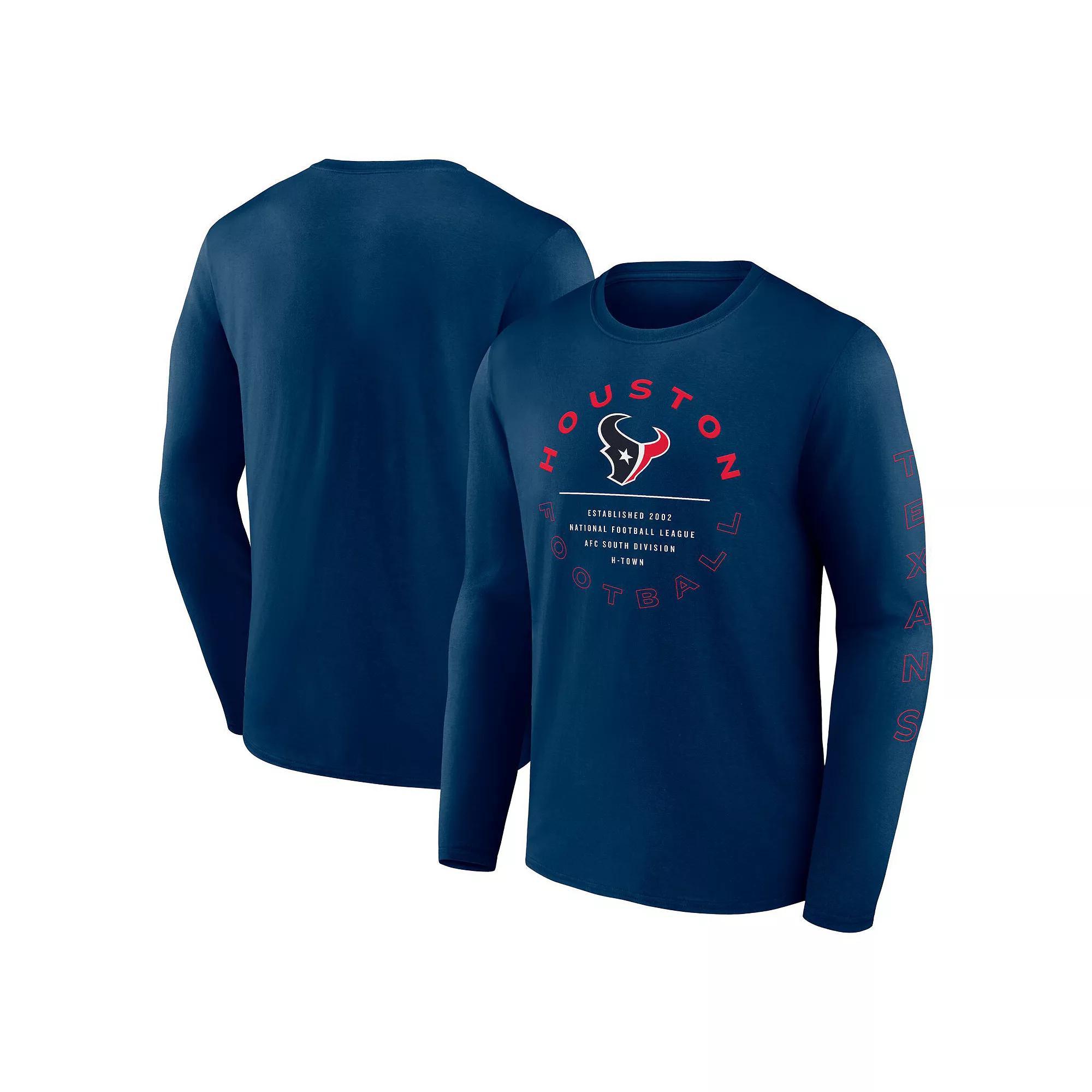Mens Fanatics Houston Texans Stat Sheet Long Sleeve T-Shirt Blue Product Image