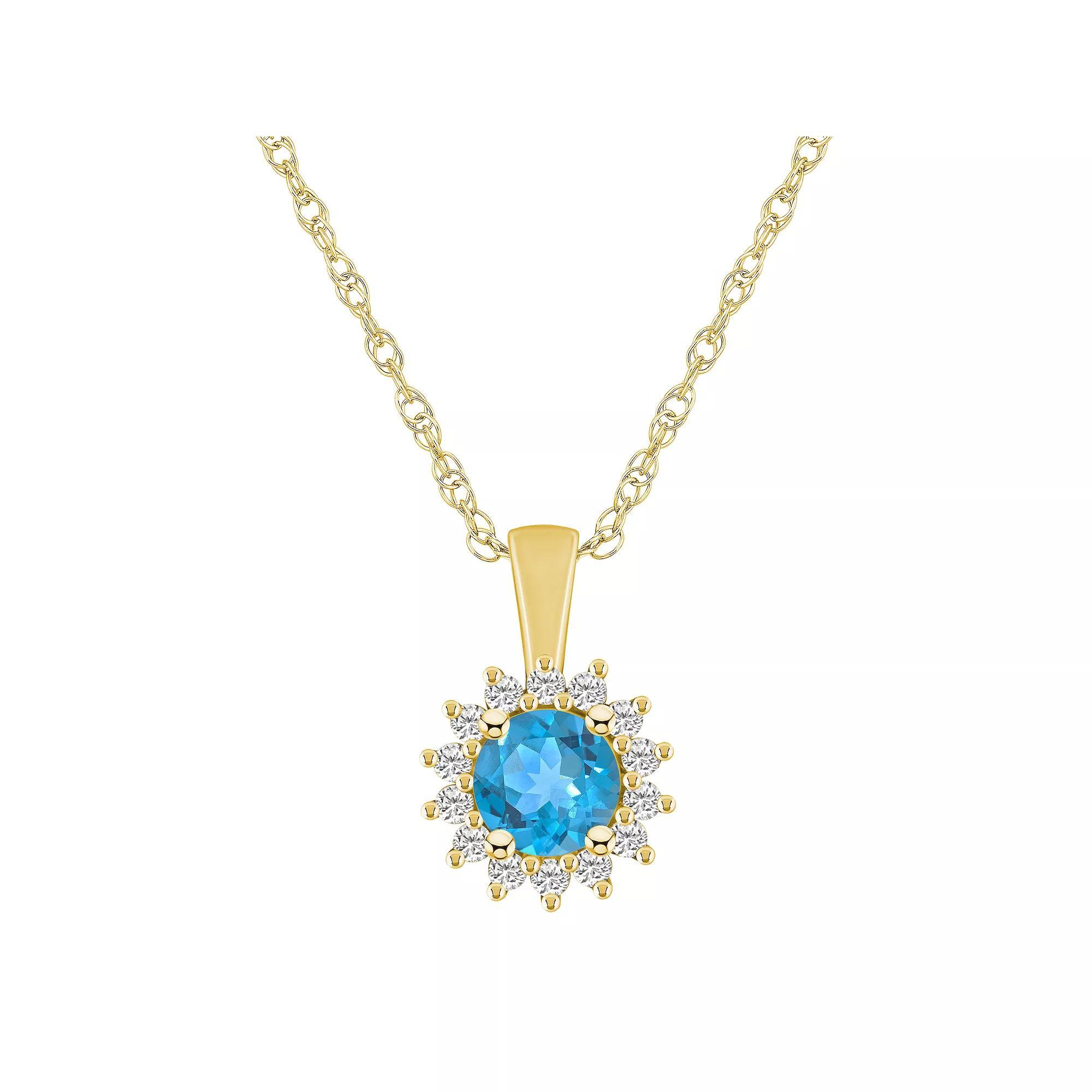 Alyson Layne 14k Gold Round Amethyst & 1/4 Carat T.W. Diamond Halo Pendant Necklace, Women's, Size: 18" Product Image
