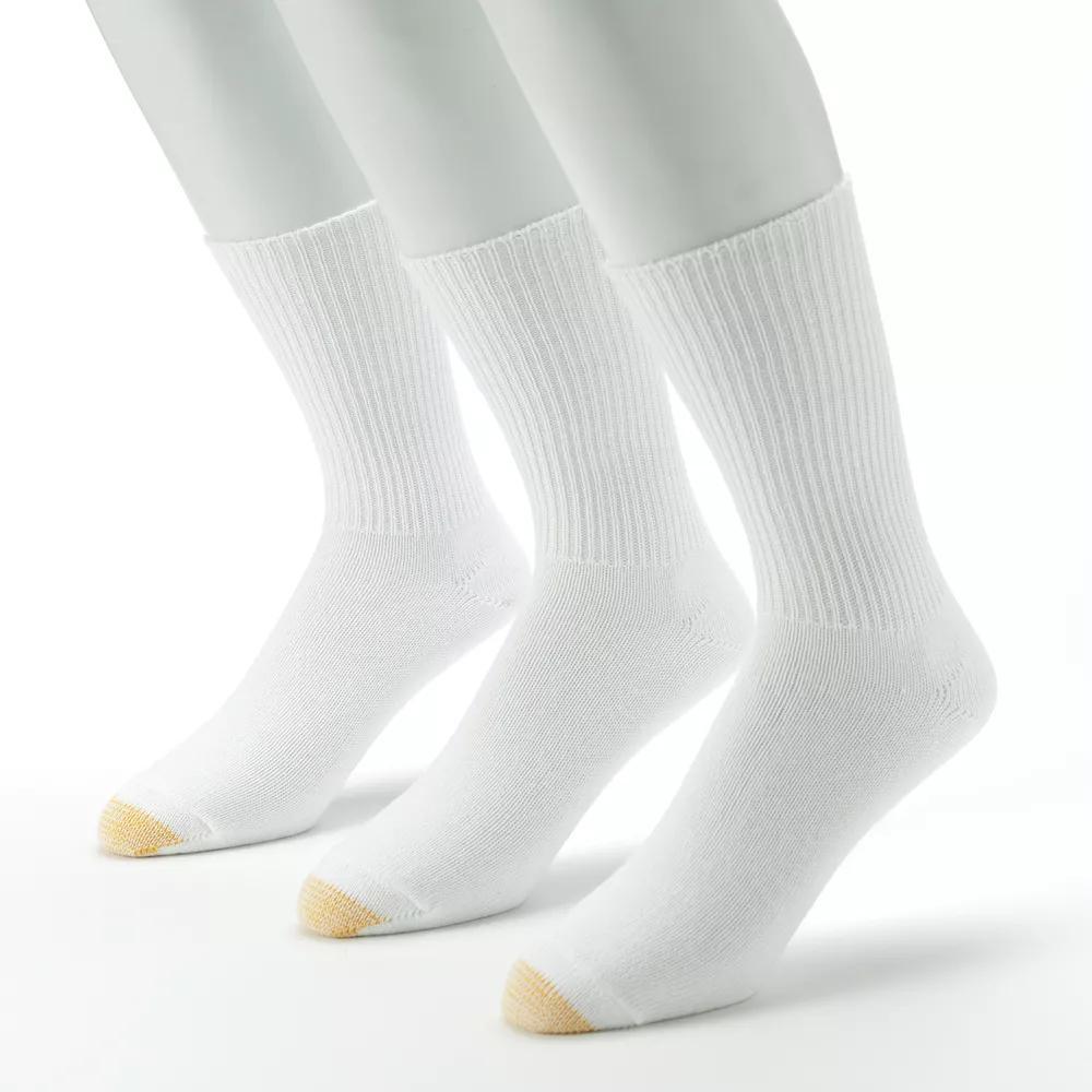 Men's GOLDTOE® 3-Pack Fluffies Crew Socks, Size: 6-12, White Product Image