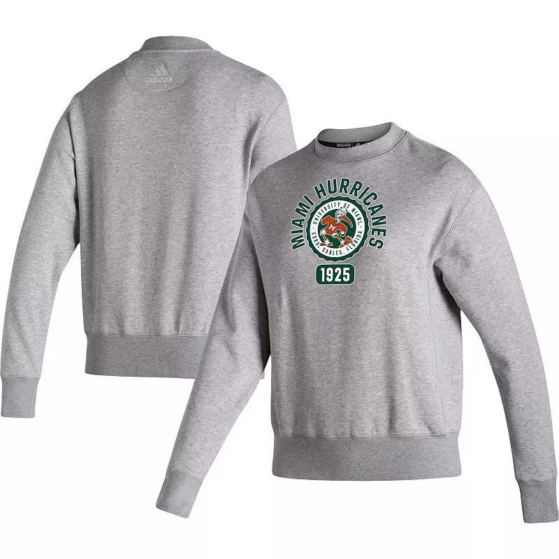 Women's adidas Heathered Gray Miami Hurricanes Vintage Circle Pullover Sweatshirt, Size: Medium, Grey Product Image