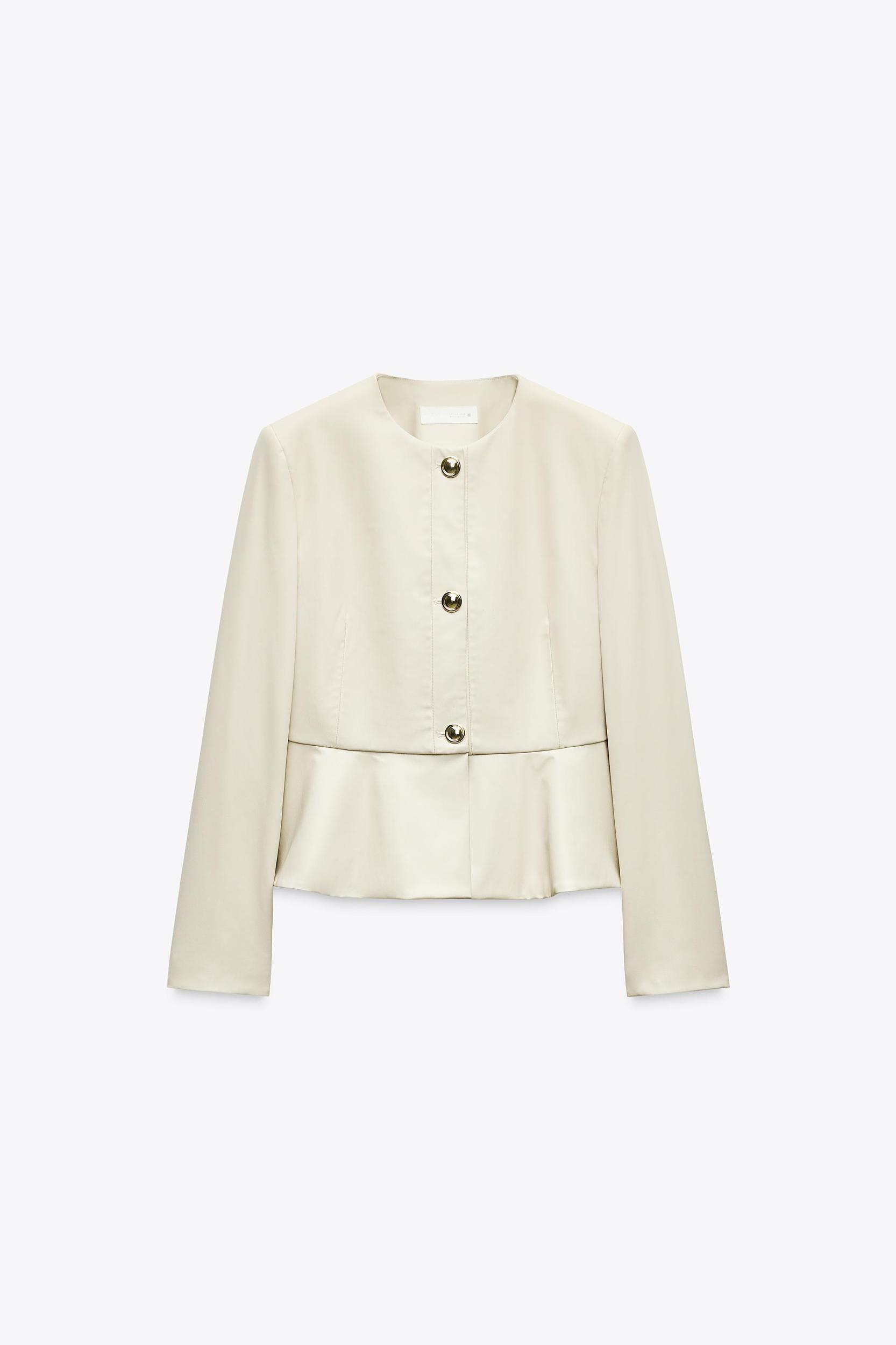 FAUX LEATHER PEPLUM BLAZER Product Image