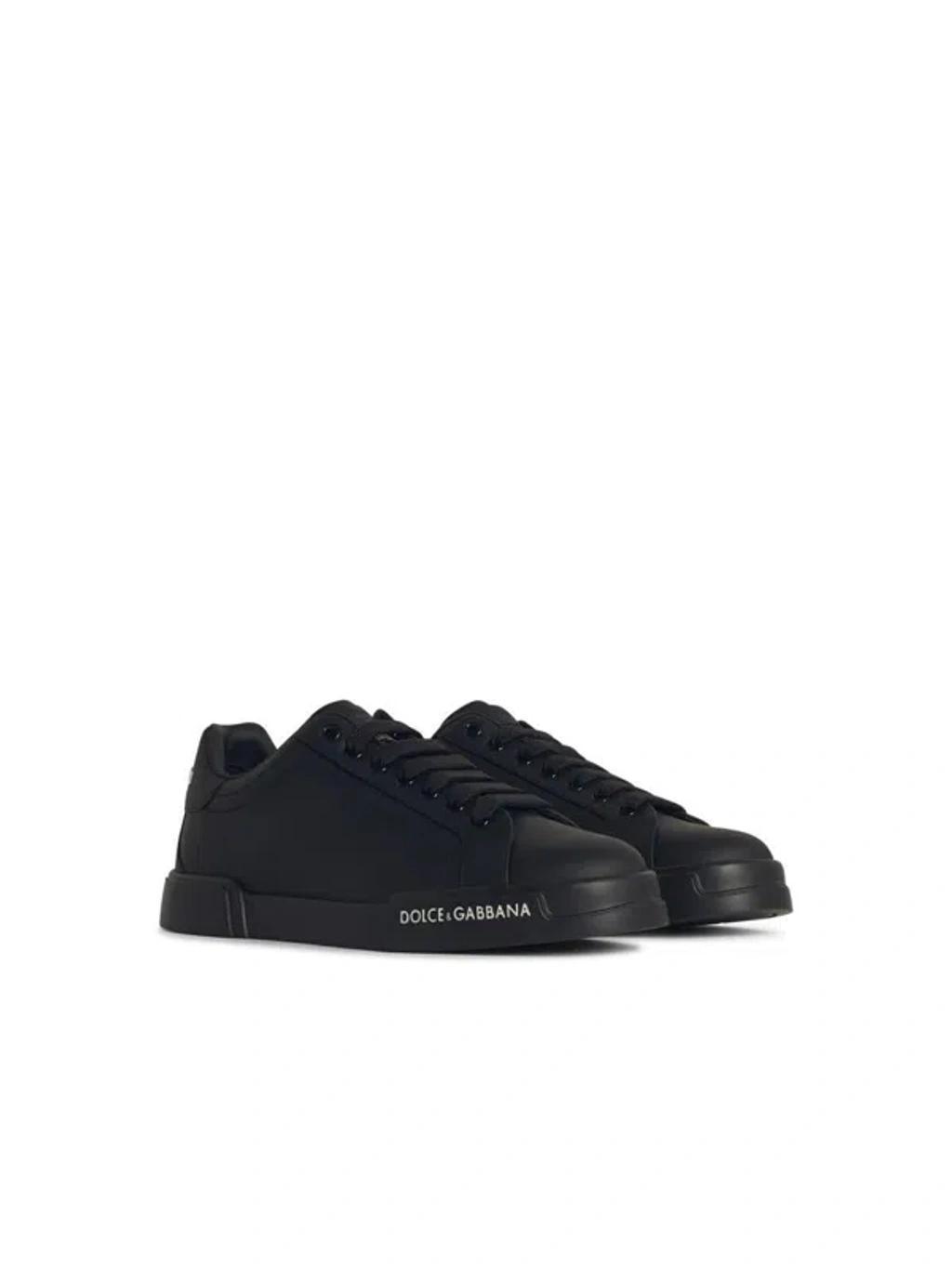 DOLCE & GABBANA Leather Portofino Sneakers In Black Product Image