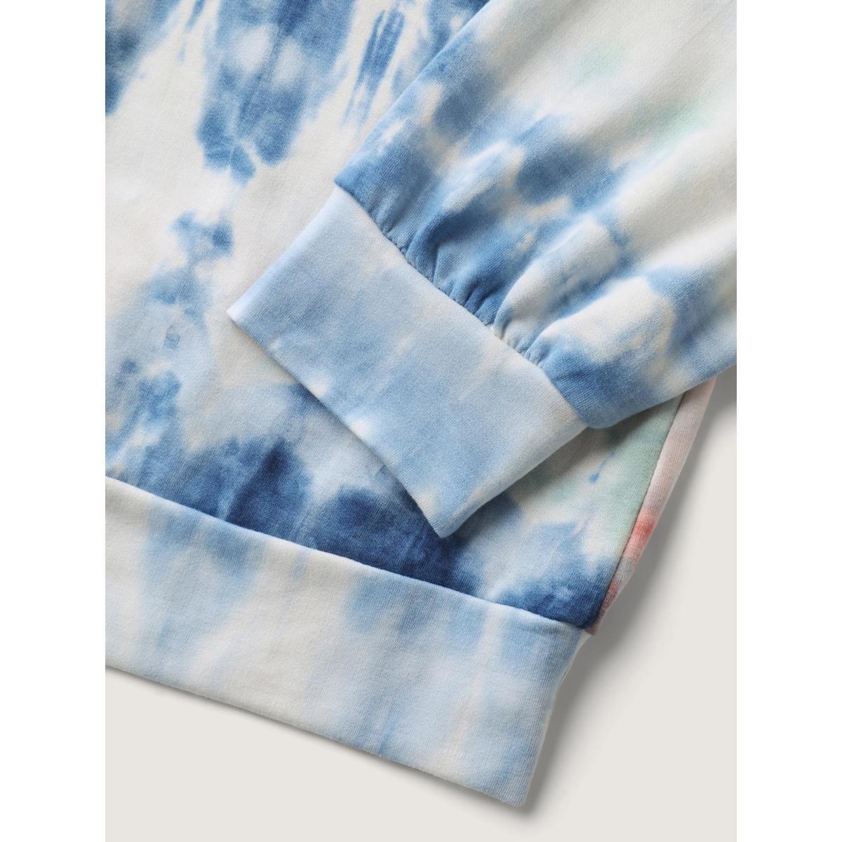 Plus Size Tie-Dye Ombre Gradient Print Sweatshirt Women Multicolor Round Neck Vacation Sweatshirts BloomChic 26/4X Product Image