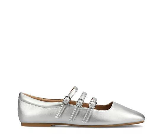 Journee Darlin Women's Tru Comfort Foam Multi Strap Square Toe Flats, Size: 11, Silver Product Image