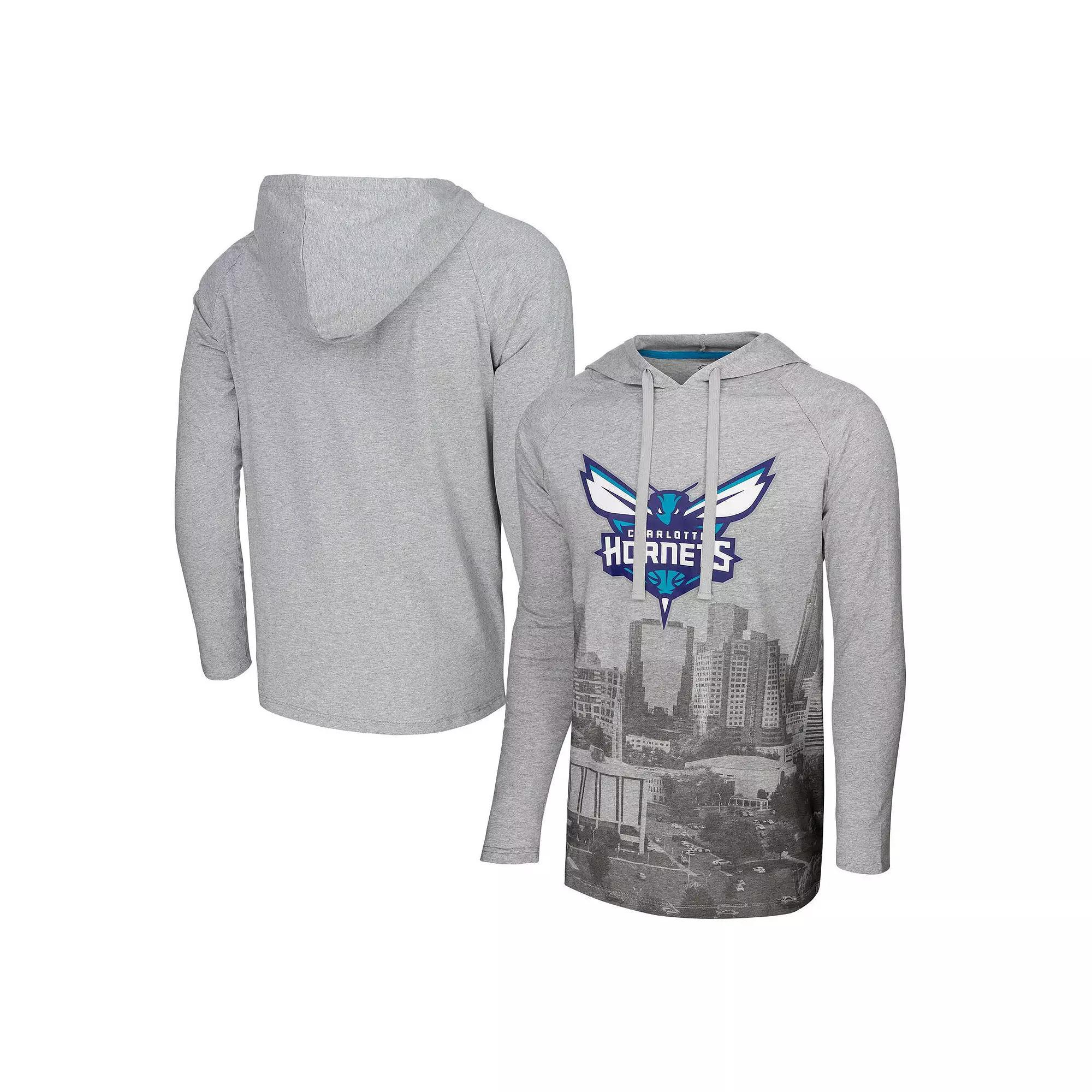 Men's Stadium Essentials Heather Gray Charlotte Hornets Atrium Raglan Long Sleeve Hoodie T-Shirt, Size: Medium, Chr Grey Product Image