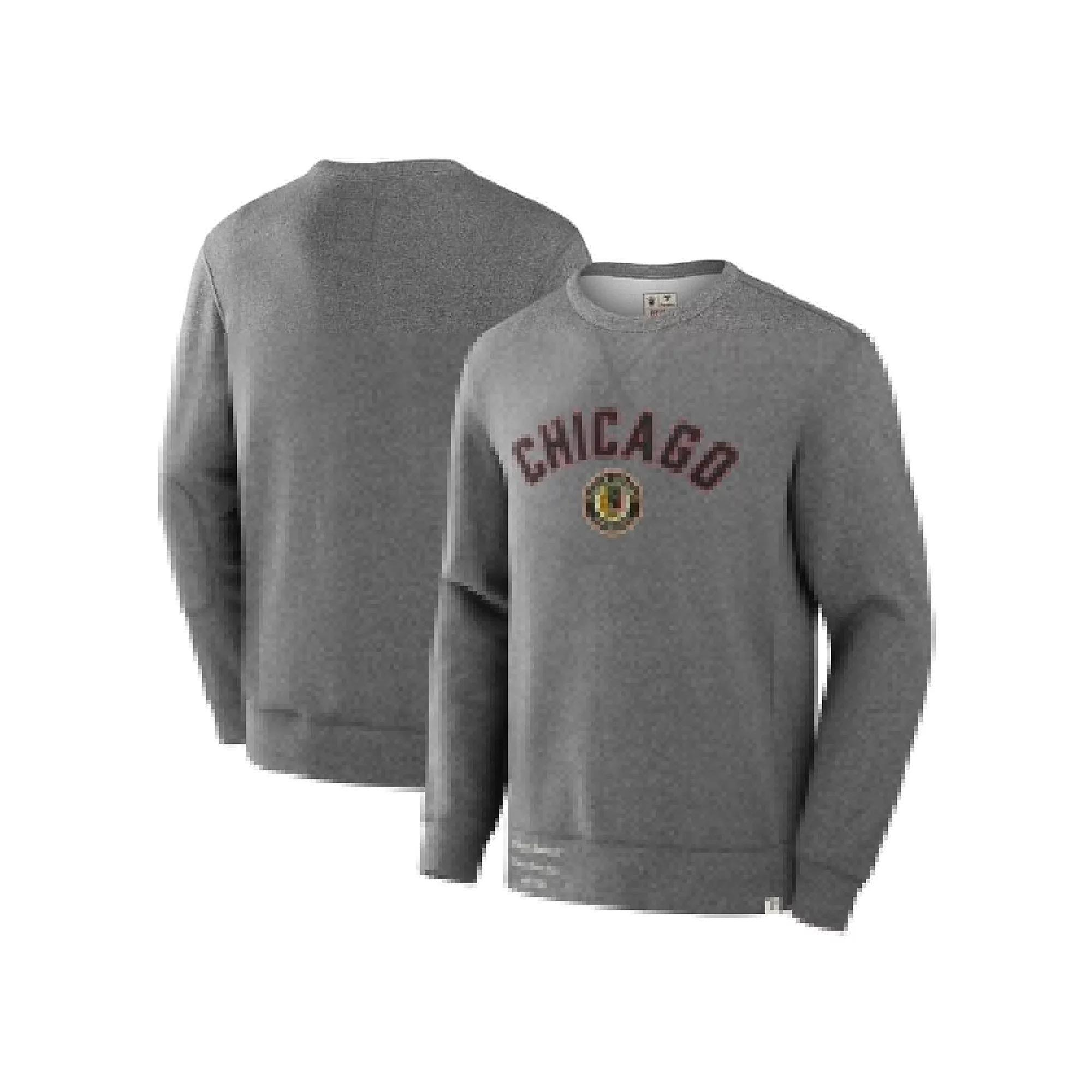 Men's Fanatics Heather Gray Chicago Blackhawks Decades Collection Legendary Fleece Pullover Sweatshirt, Size: Large, Grey Product Image