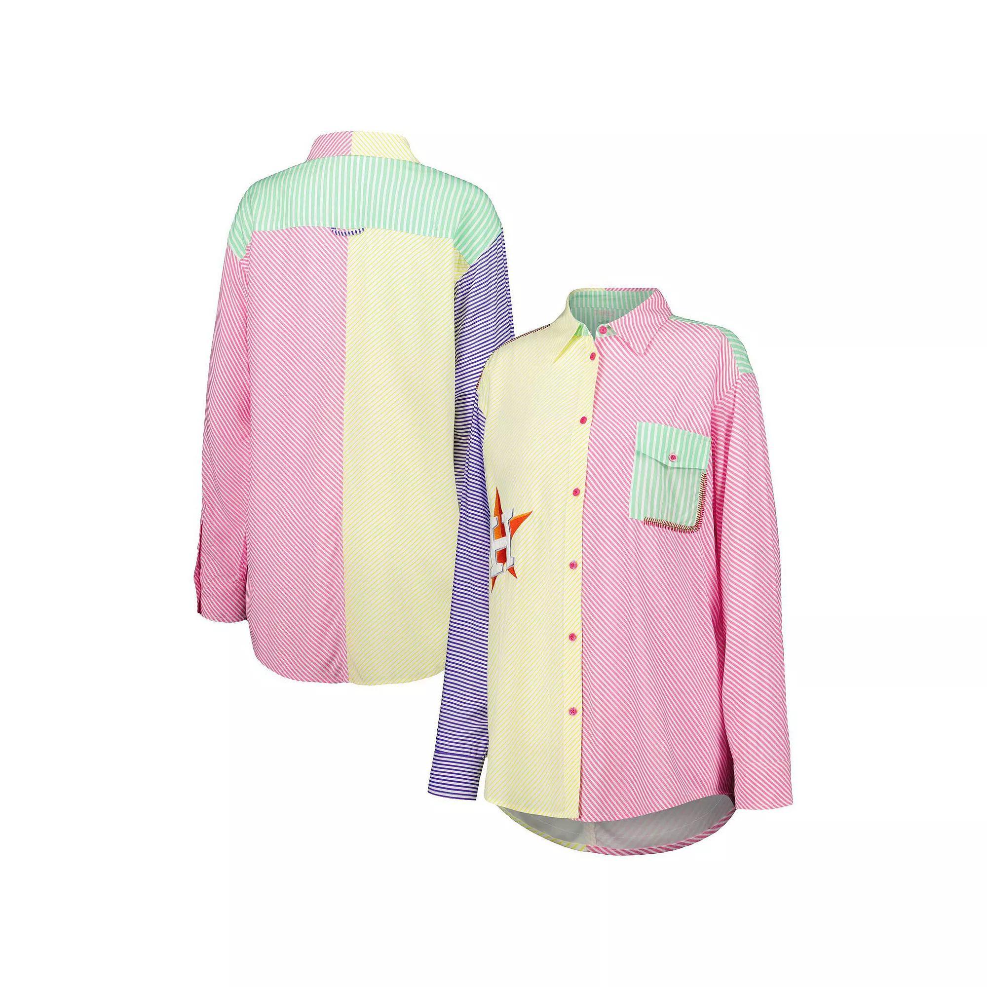 Women's Yellow/Red Houston Astros Button-Up Shirt, Size: Large Product Image