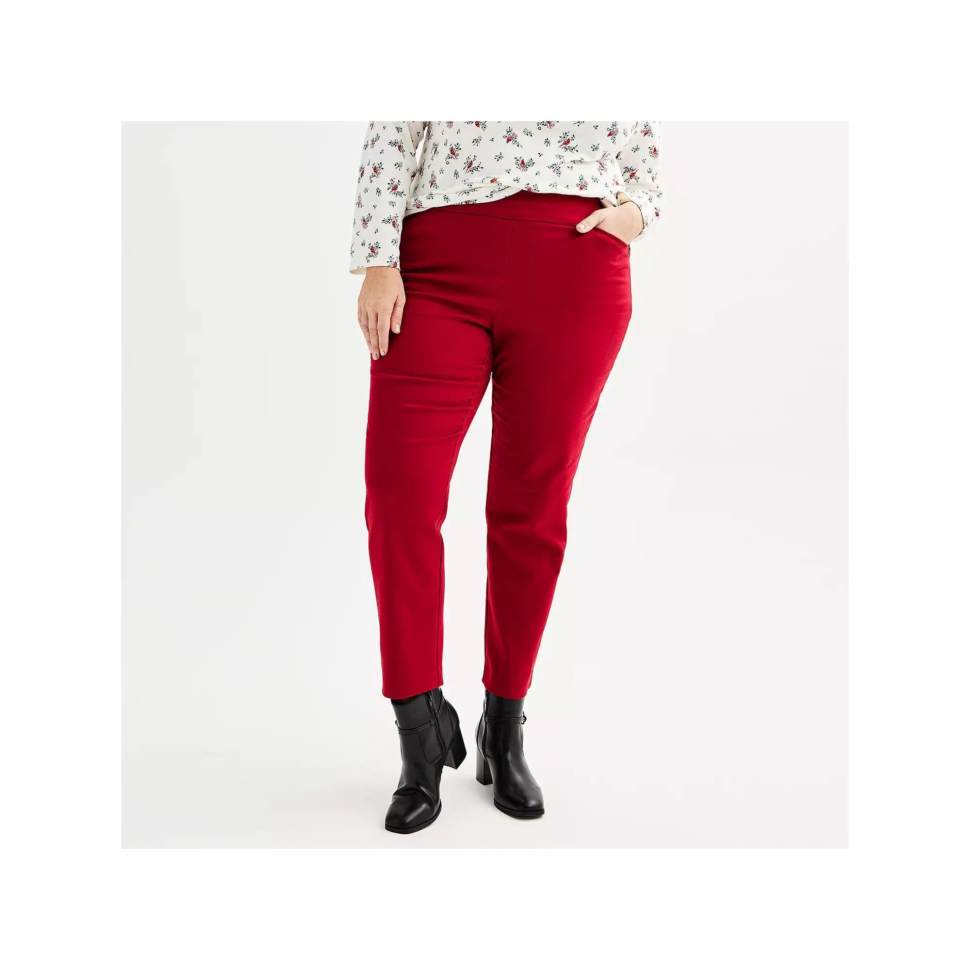 Plus Size Croft & Barrow® Effortless Stretch Pull-On Straight-Leg Pants, Women's, Size: 30 W, Red Product Image
