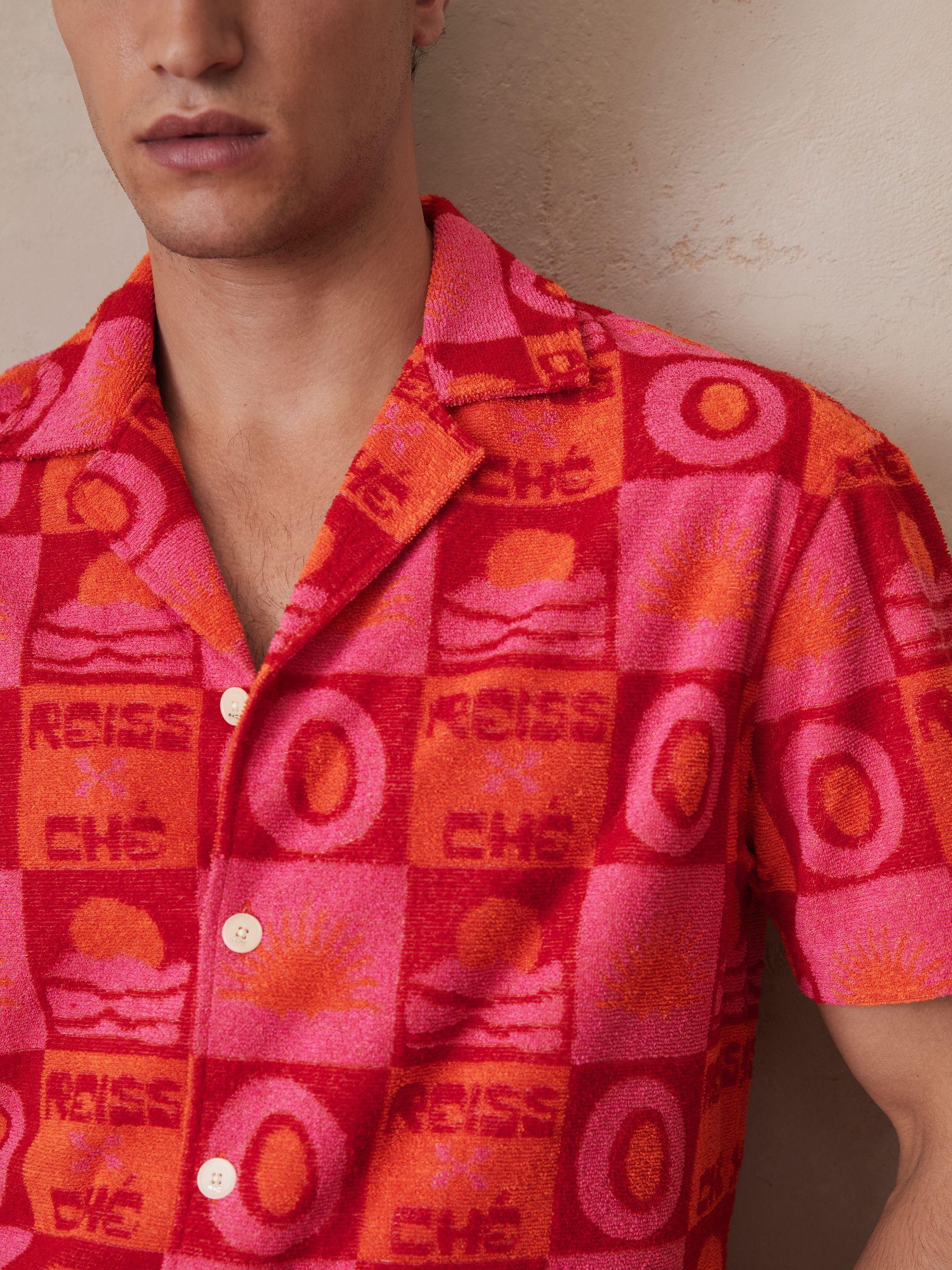Reiss | Ché Sunset Towelling Shirt in Pink Product Image