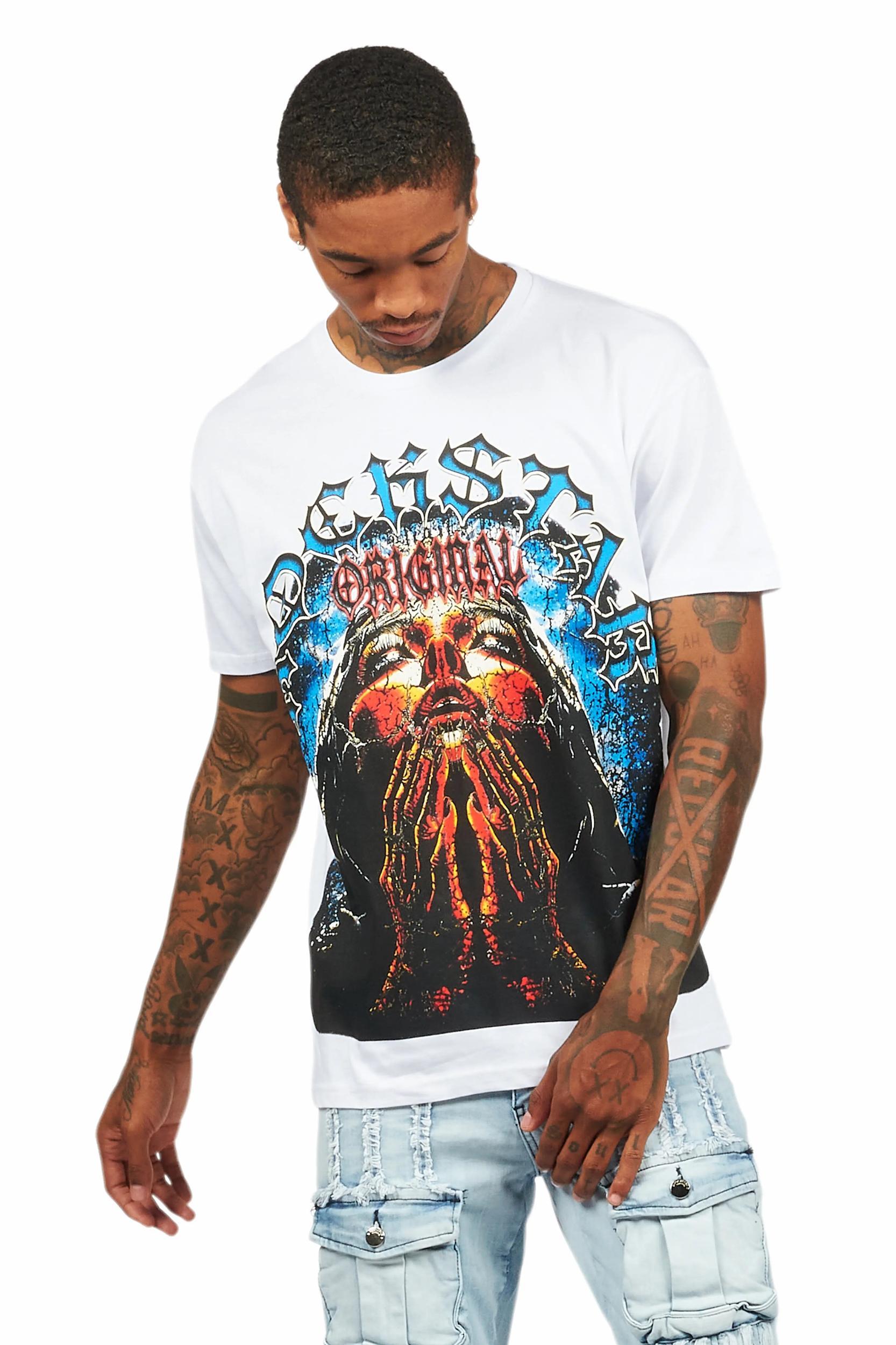 Dallan White Oversized Graphic T-Shirt Male Product Image