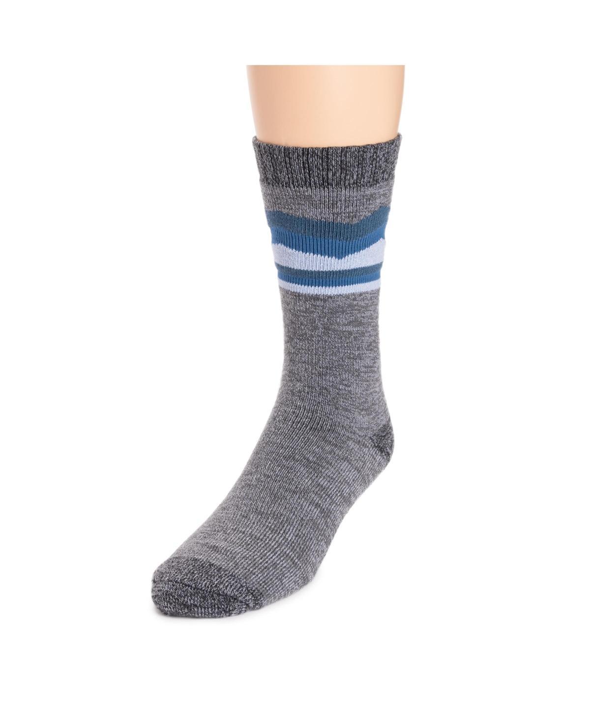 Men's MUK LUKS Stripe Top Crew Socks, Brown Tree Product Image