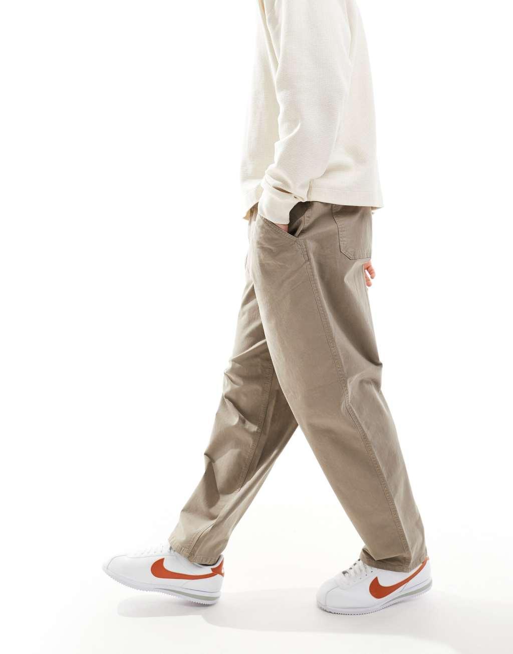 River Island wide leg cargo pants medium stone Product Image