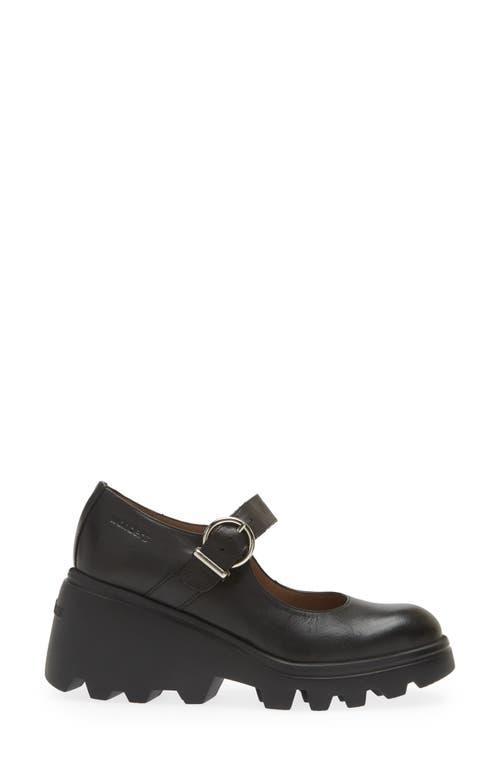 WONDERS Wedge Mary Jane In Black Leather Product Image