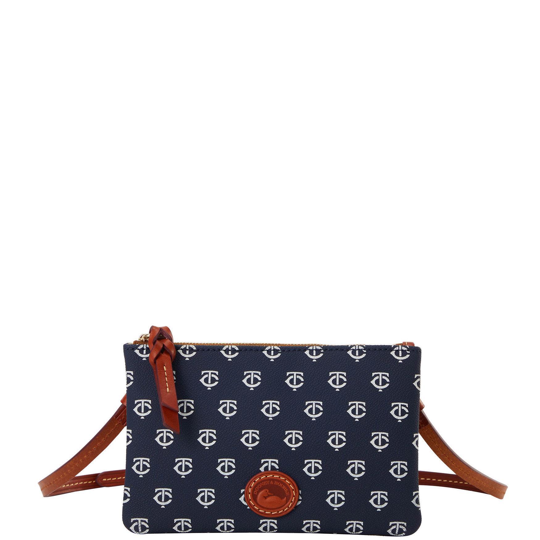 Dooney & Bourke Womens MLB Twins Top Zip Crossbody Coated Cotton Shoulder Bag in Navy Product Image