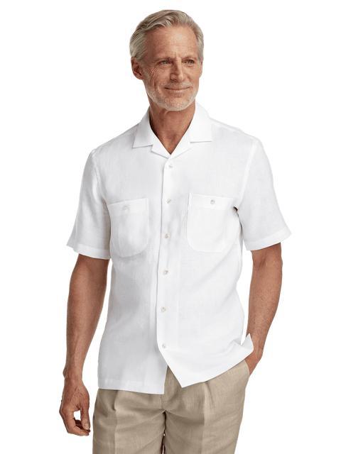 Linen Solid Casual Shirt - White Product Image