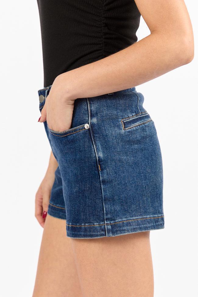 Come As You Are Dark Wash Relaxed Fit Denim Shorts Product Image
