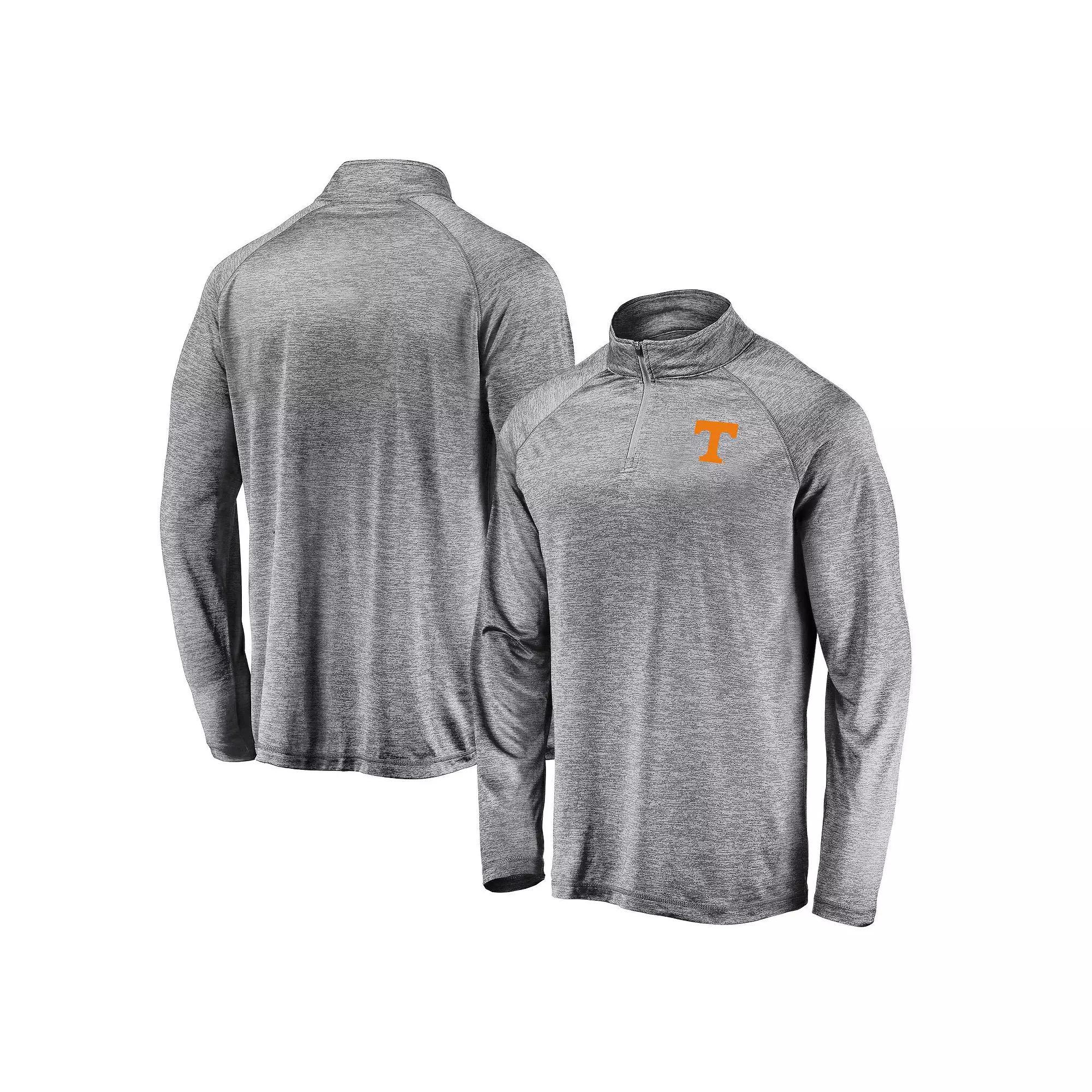 Mens Fanatics Branded Gray Tennessee Volunteers Striated Raglan Lightweight Quarter-Zip Top Product Image