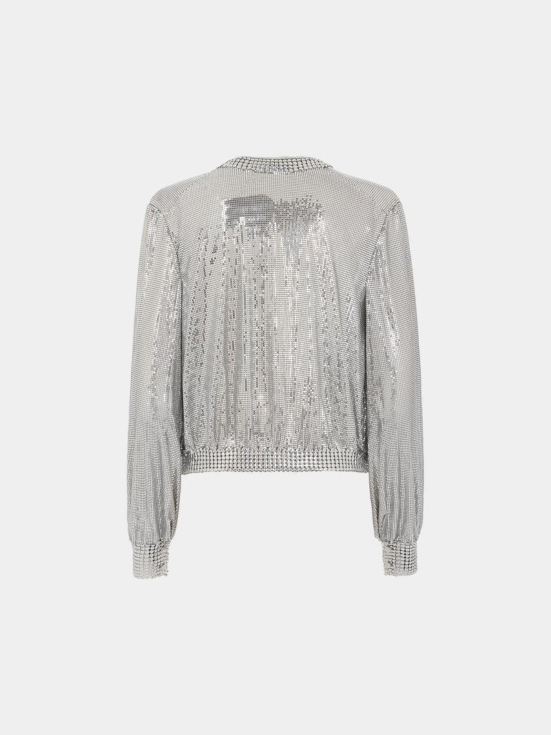 Silver knit bomber jacket Product Image