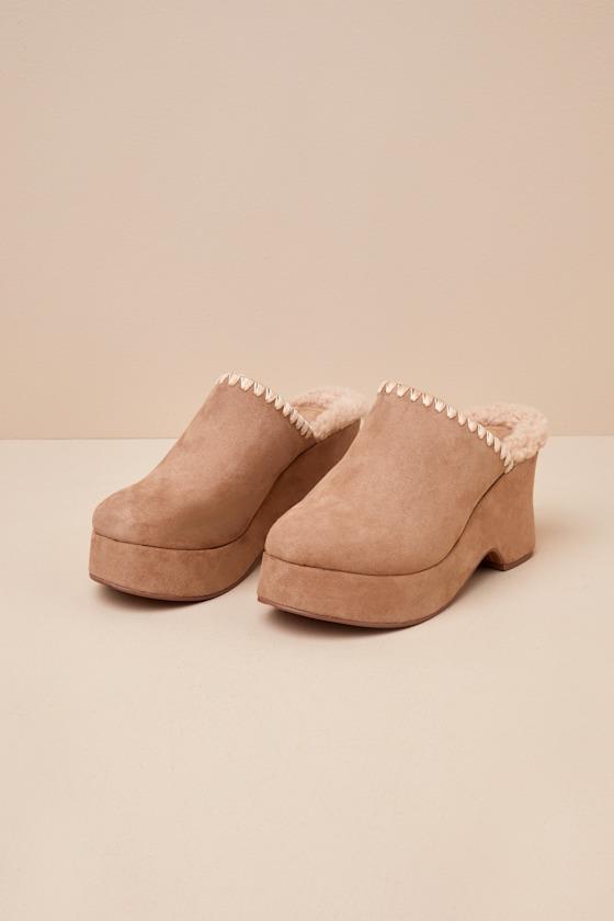 Remeena Mushroom Suede Platform Clogs Product Image