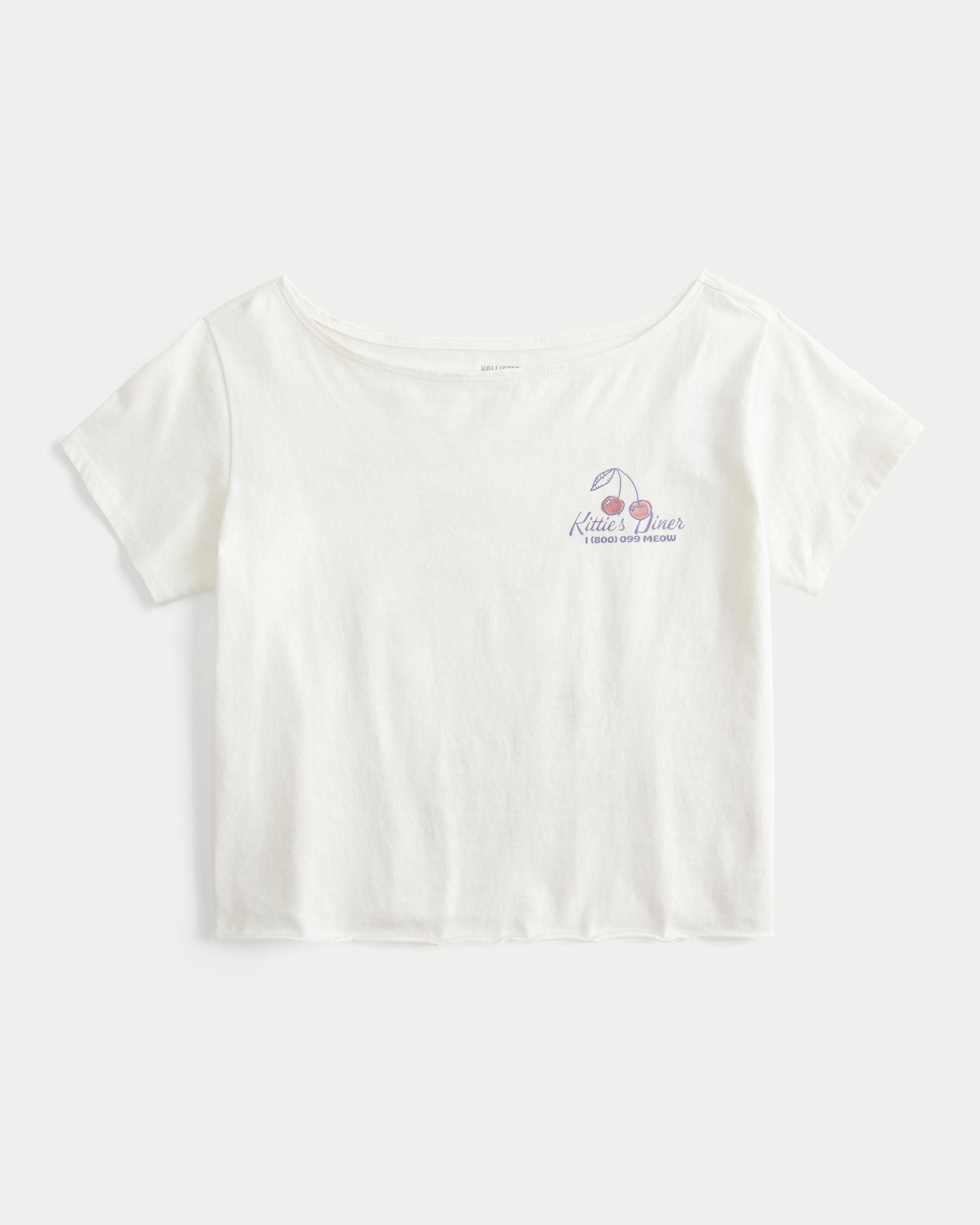 Easy Off-the-Shoulder Aloha Graphic Tee Product Image