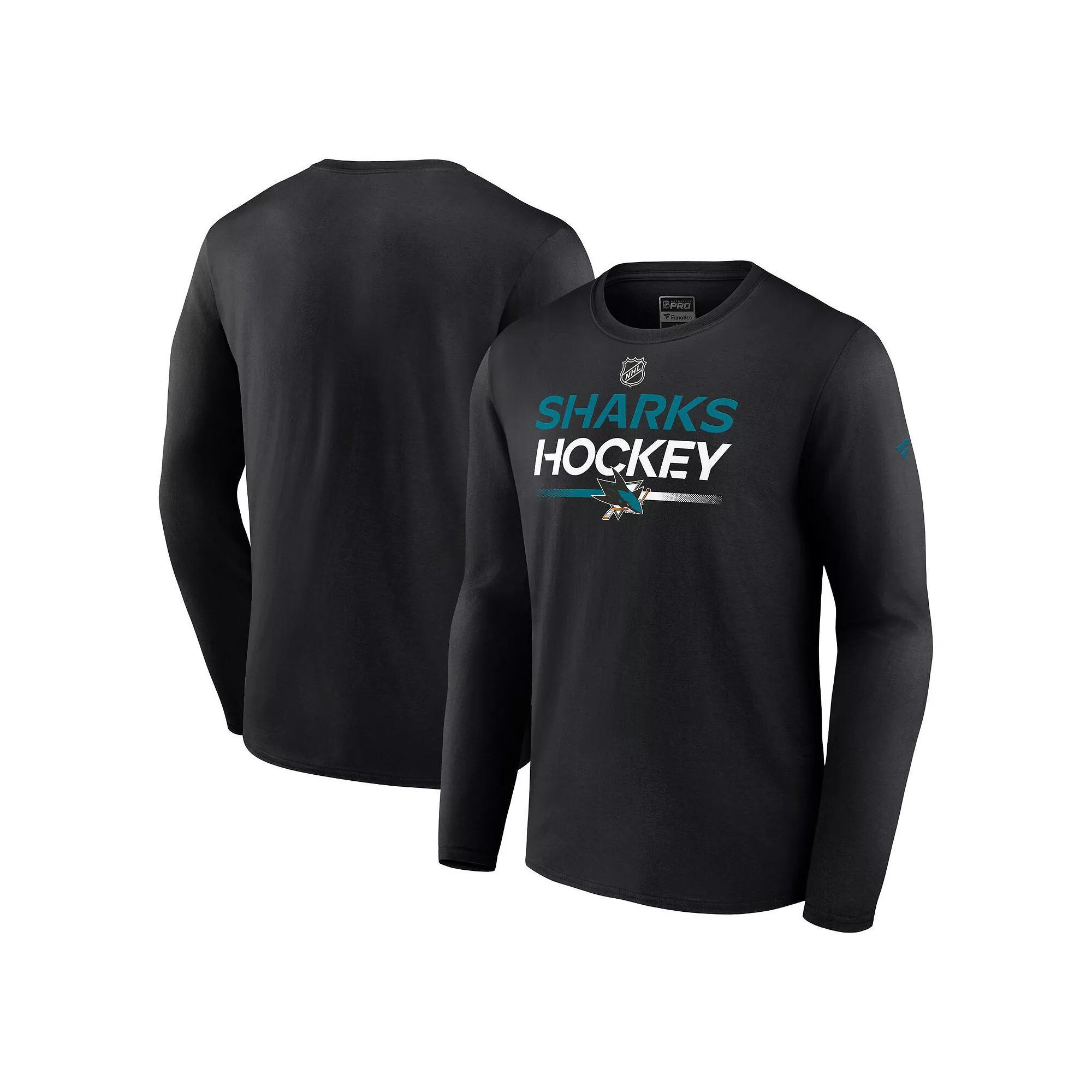 Men's Fanatics Branded  Black San Jose Sharks Authentic Pro Primary Replen Long Sleeve T-Shirt, Size: XL, Sks Black Product Image
