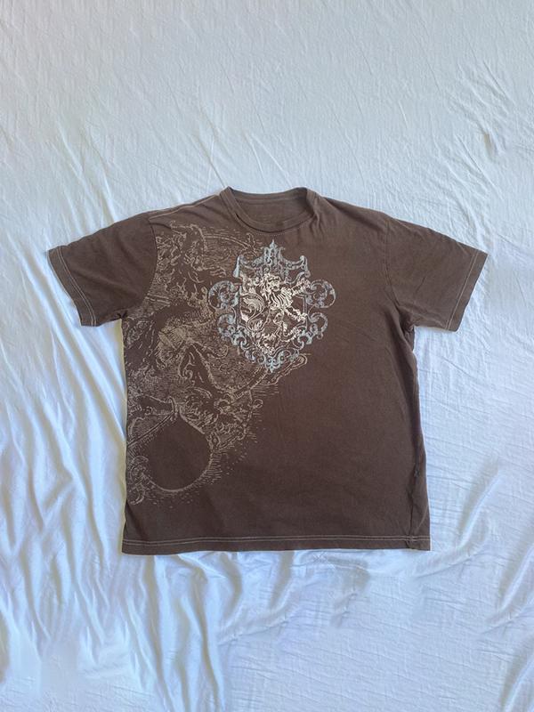 Vintage Print Crew Neck Oversized Short Sleeve Tee Product Image