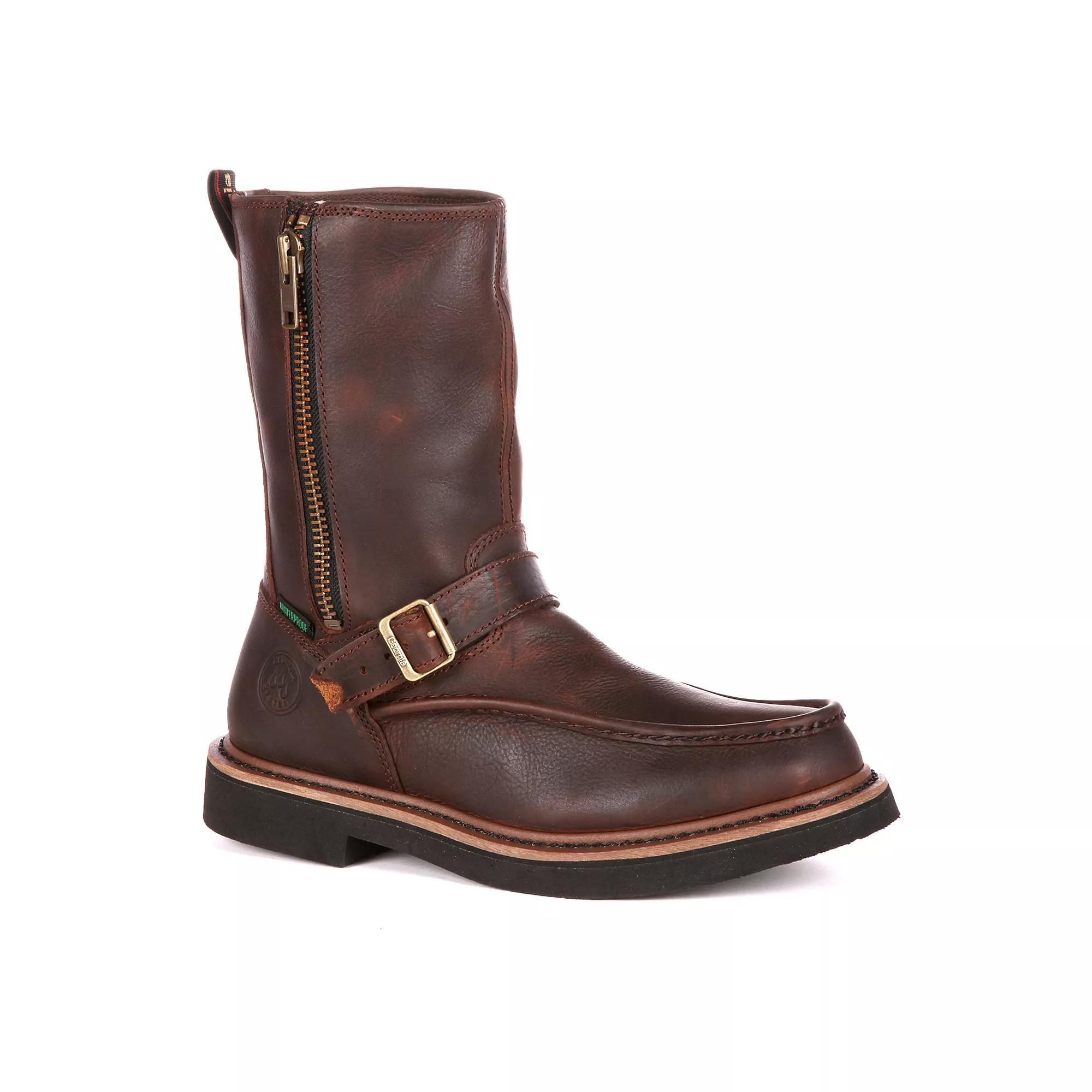 Georgia Boots Side-Zip Men's 10-in. Waterproof Wellington Work Boots, Size: 13 Medium, Brown Product Image