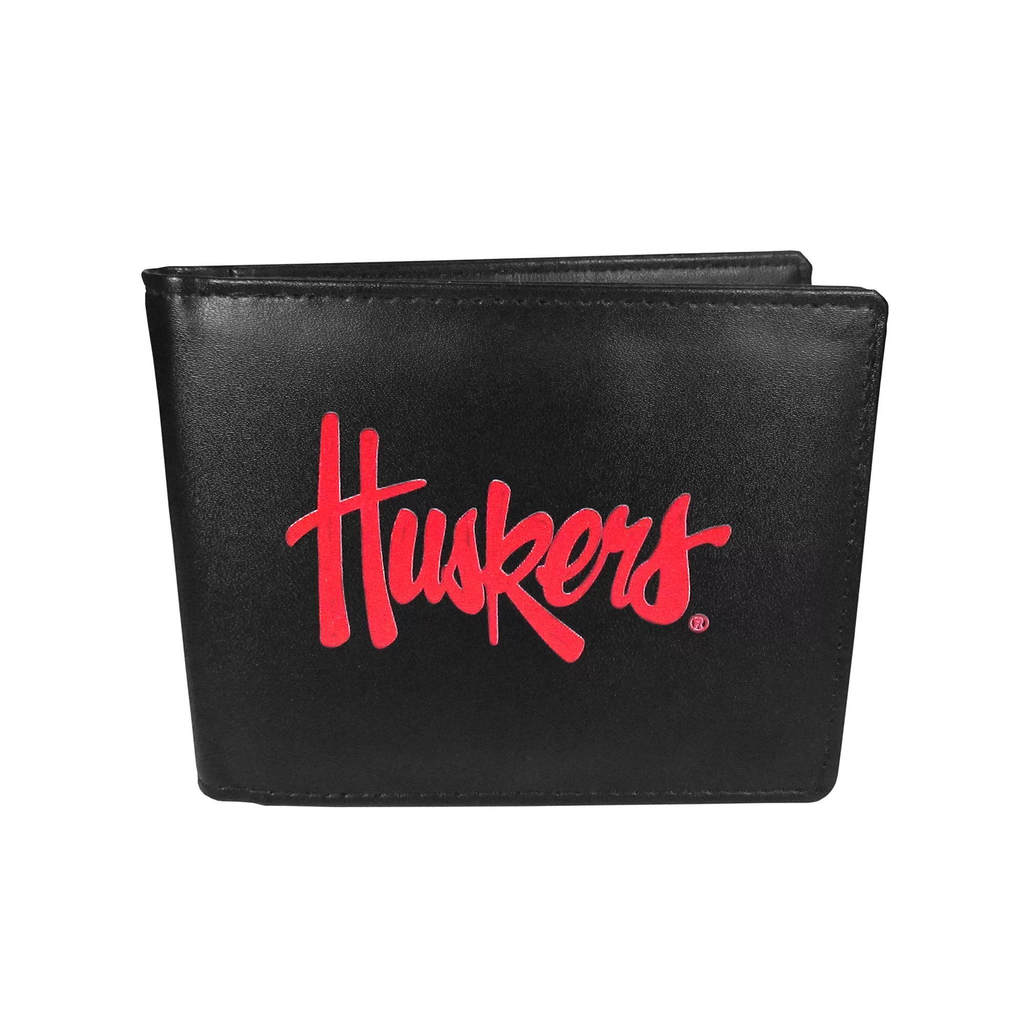 Men's Nebraska Cornhuskers Leather Bi-Fold Wallet, Team Product Image