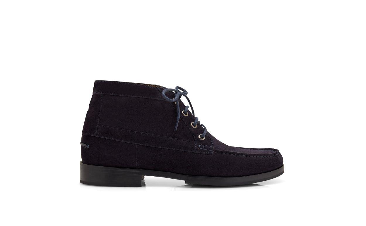 RHINEBECK Navy Blue Calf Suede Ankle Boots Product Image