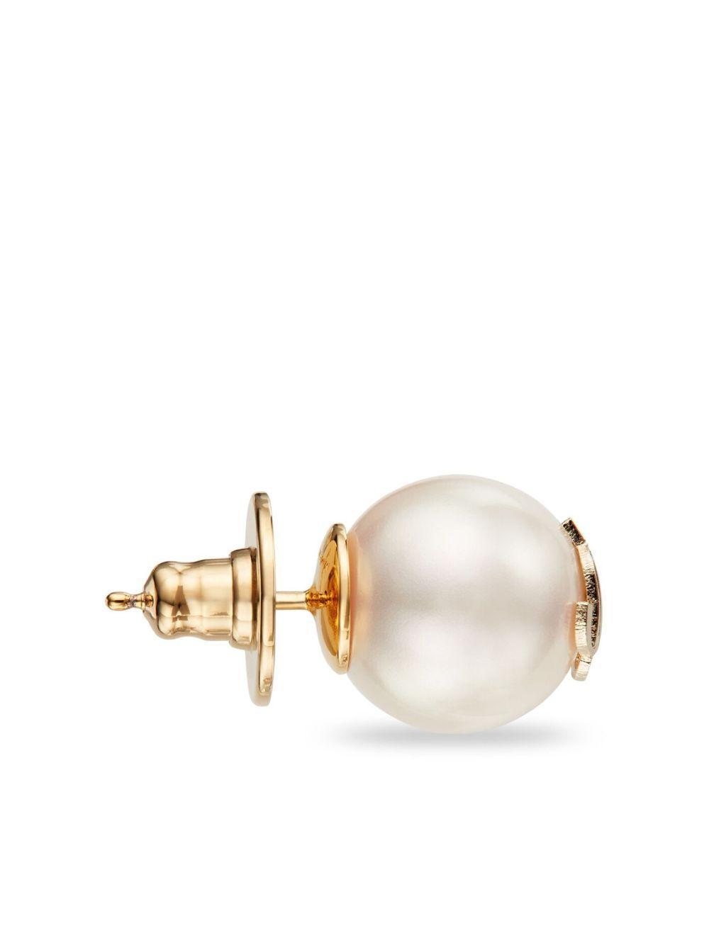 JIMMY CHOO Gold-finish Metal Jc Pearl Stud Earrings Accessories In White Product Image