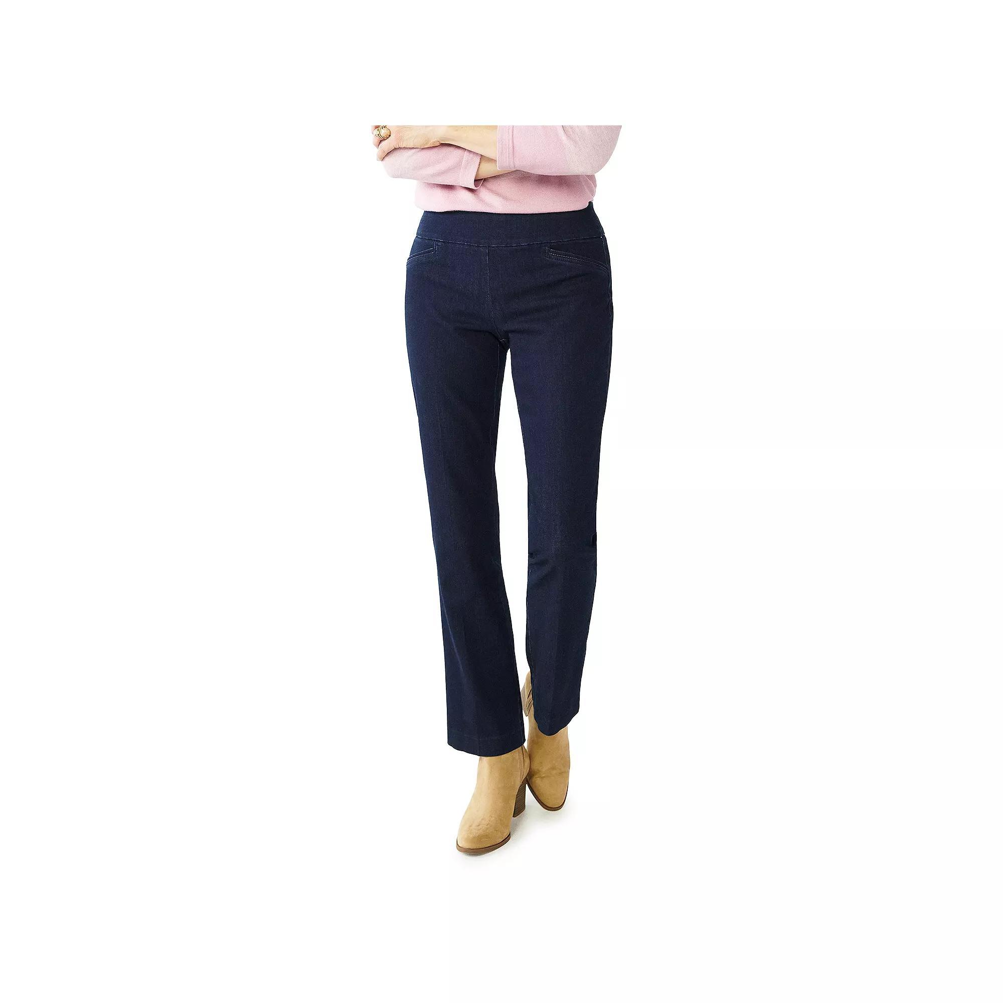 Petite Croft & Barrow Effortless Stretch Pull-On Bootcut Pants, Womens Rinse Blue Product Image