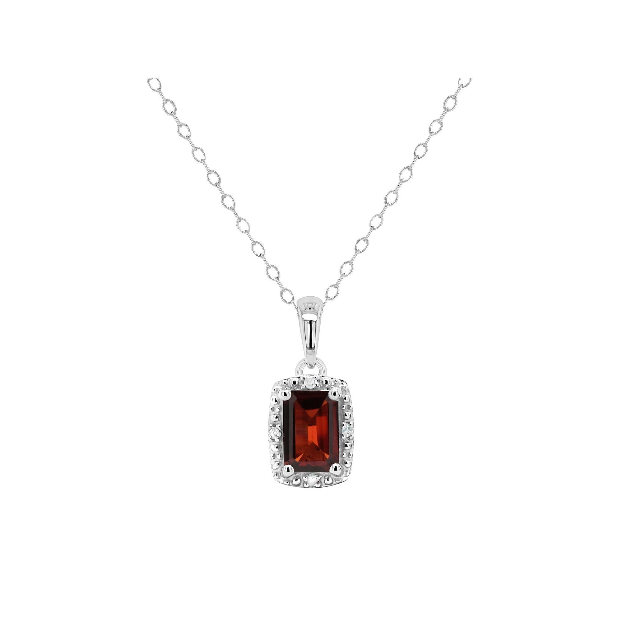 Celebration Gems Sterling Silver Gemstone & Diamond Accent Pendant Necklace, Womens Red Product Image
