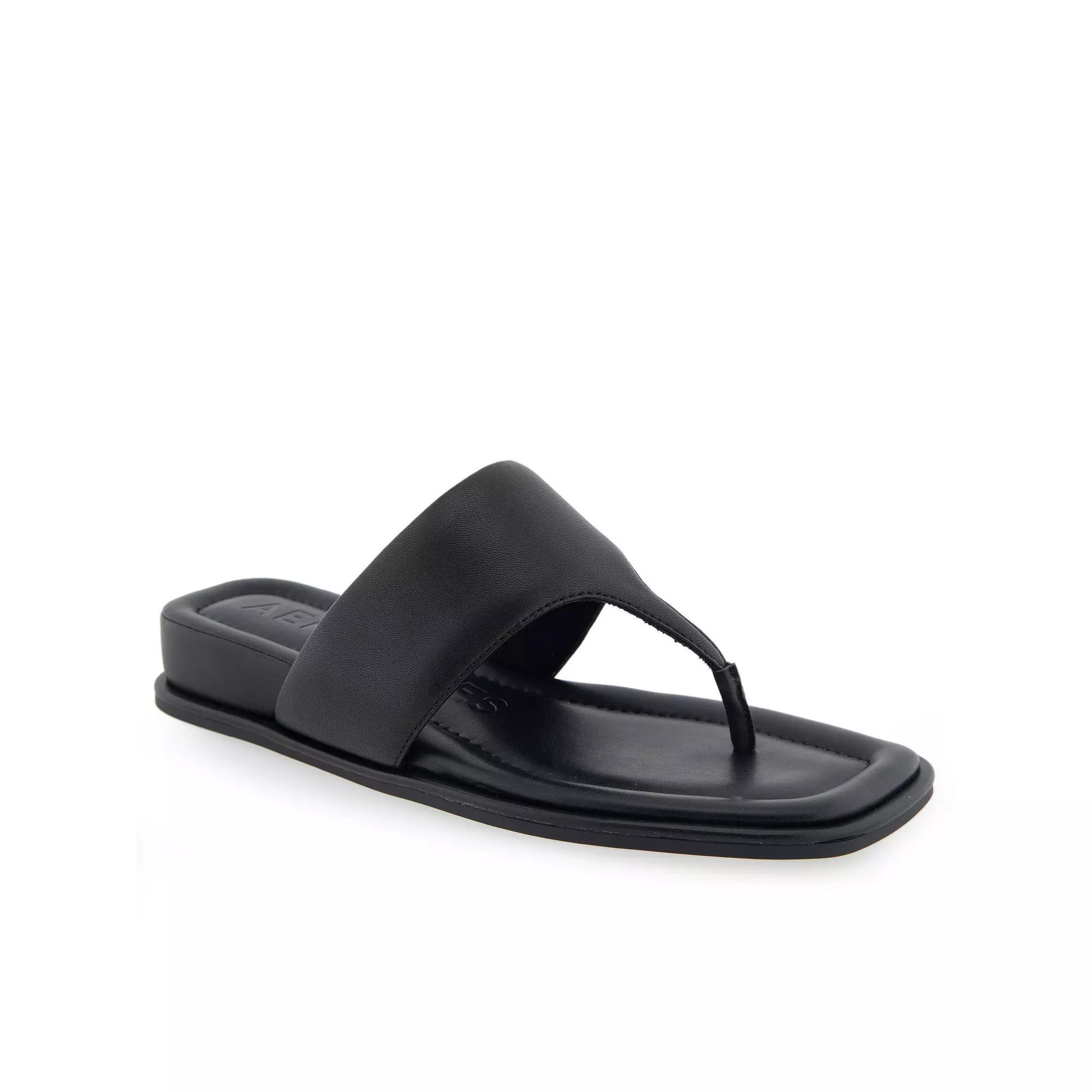 Aerosoles Barry Women's Leather Wedge Sandals, Size: 12, Black Leather Product Image