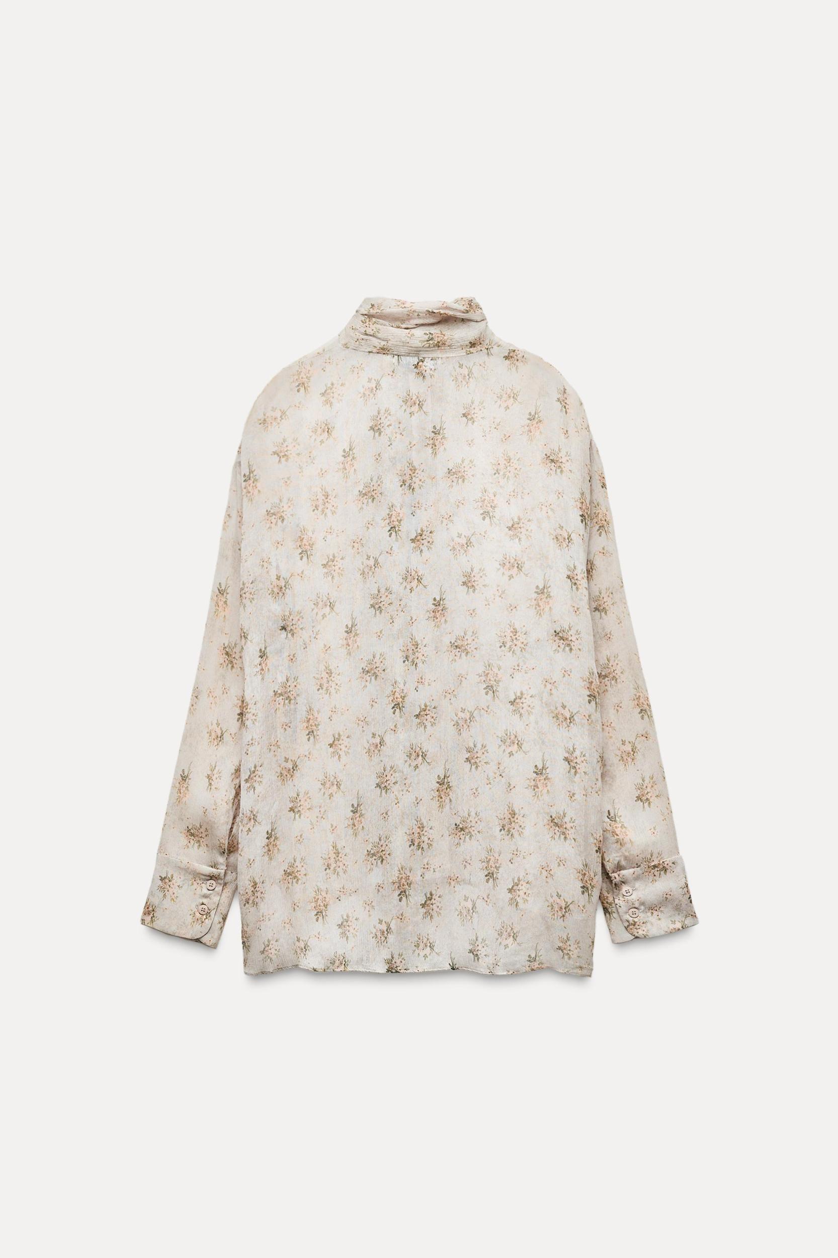 MINI FLOWER PRINT TIED SHIRT ZW COLLECTION Product Image
