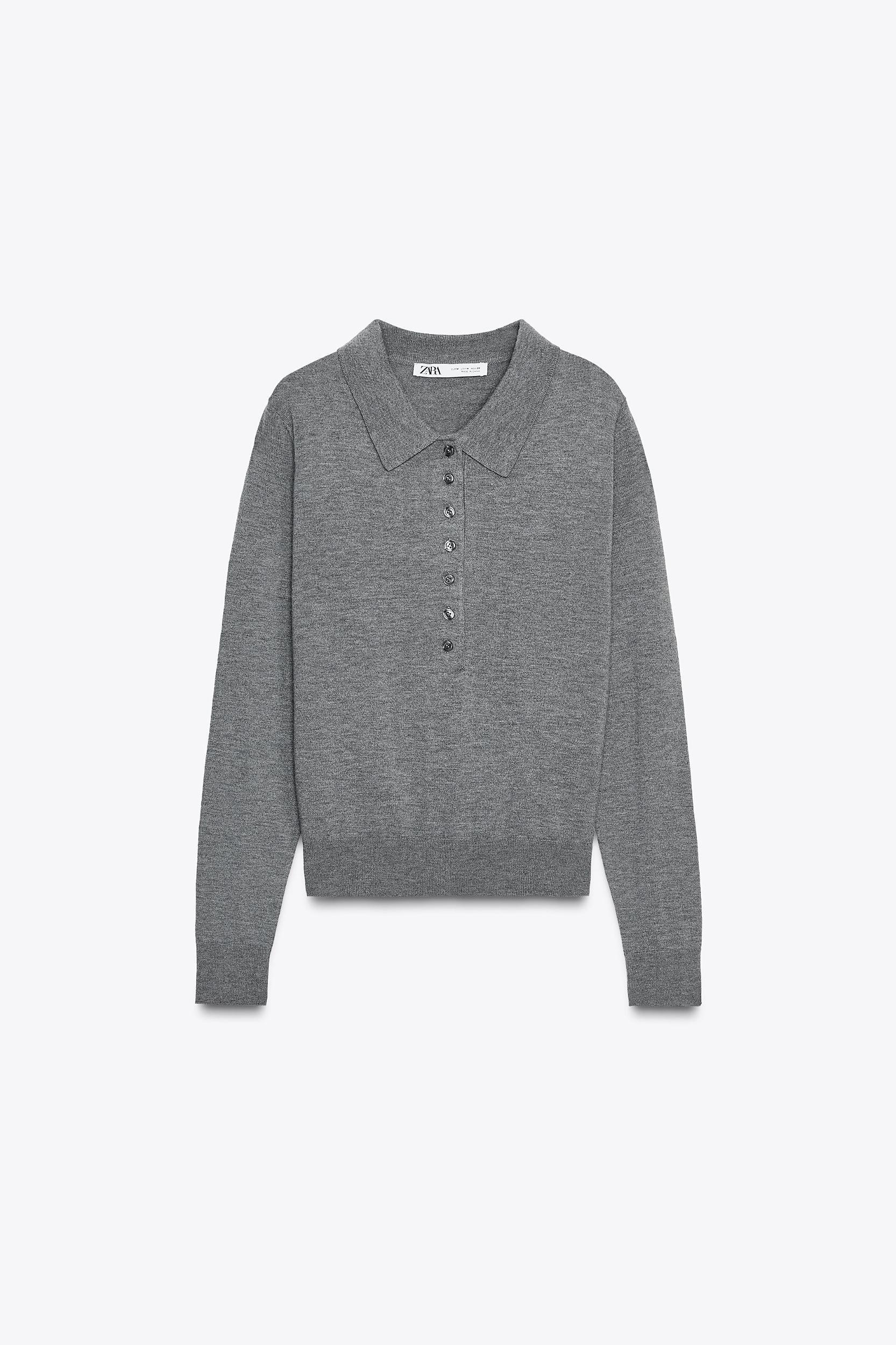 PLAIN KNIT POLO SWEATER Product Image