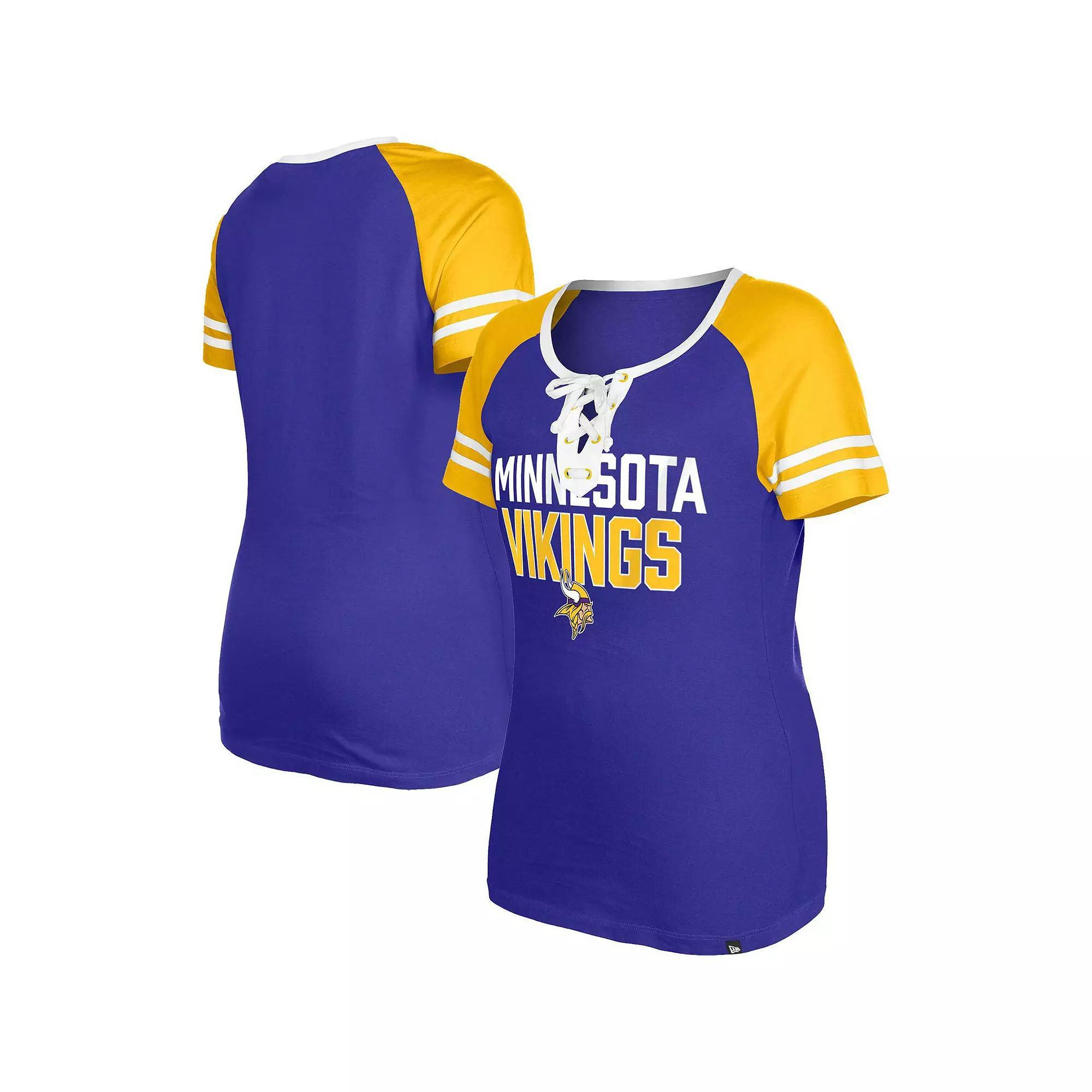 Women's New Era  Purple Minnesota Vikings Raglan Lace-Up T-Shirt, Size: Large Product Image