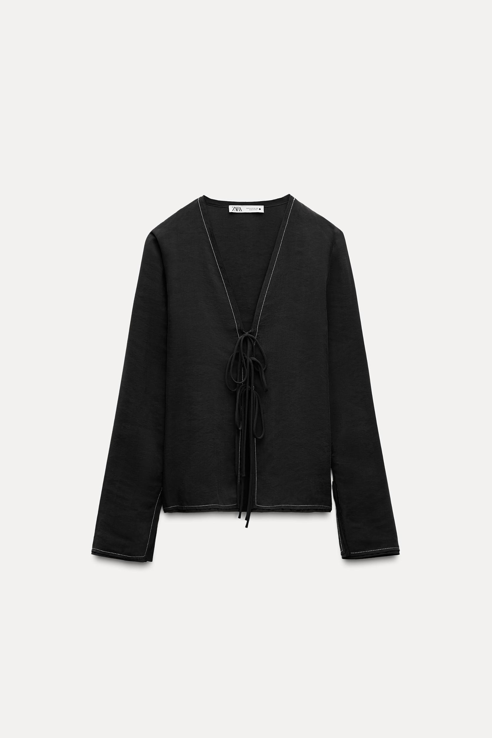 TIED TOPSTITCHING BLOUSE ZW COLLECTION Product Image