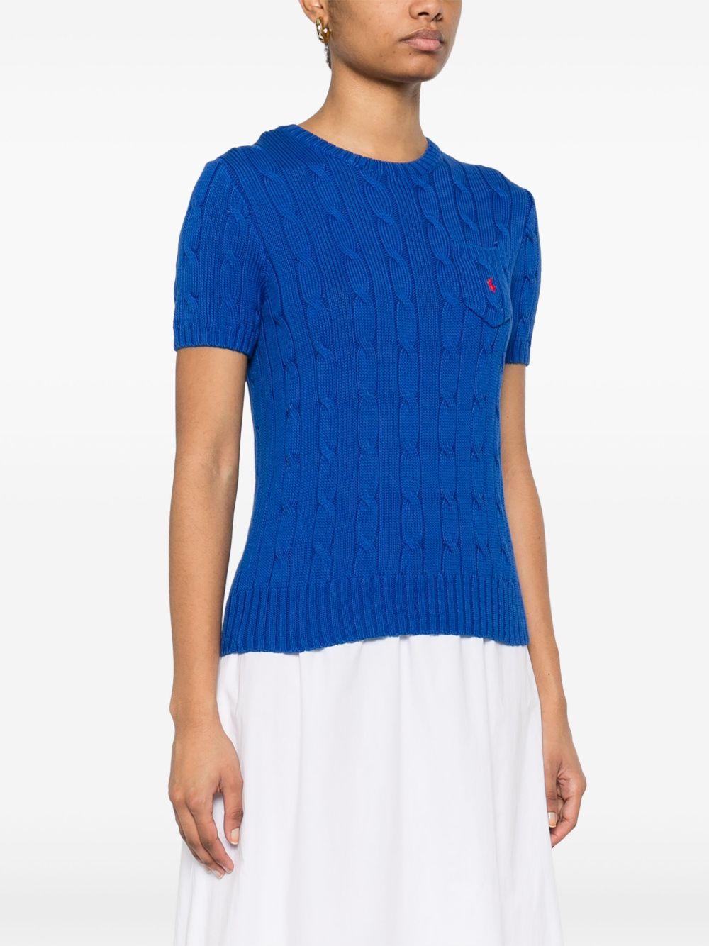 cable-knit short-sleeve top Product Image