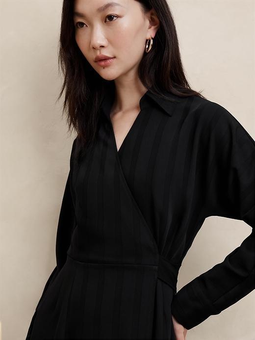 Tonal Stripe Wrap Midi Dress Product Image