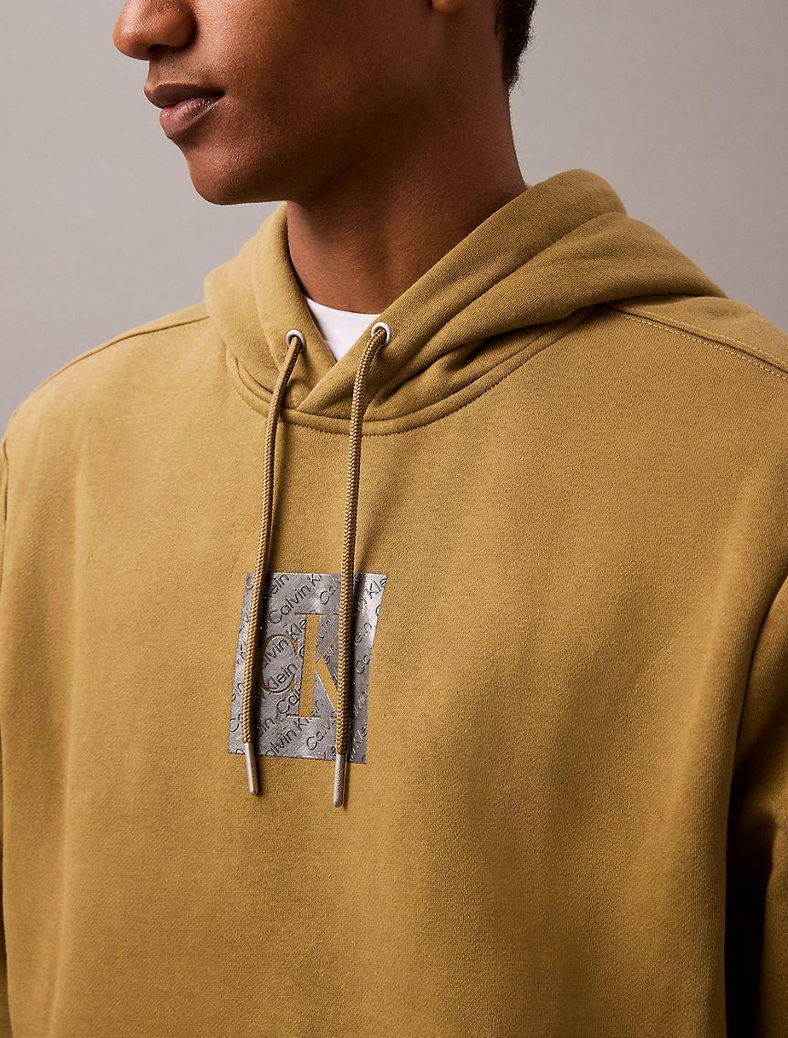 Calvin Klein Mens Fleece Metallic Archive Logo Hoodie - Brown - XS Product Image