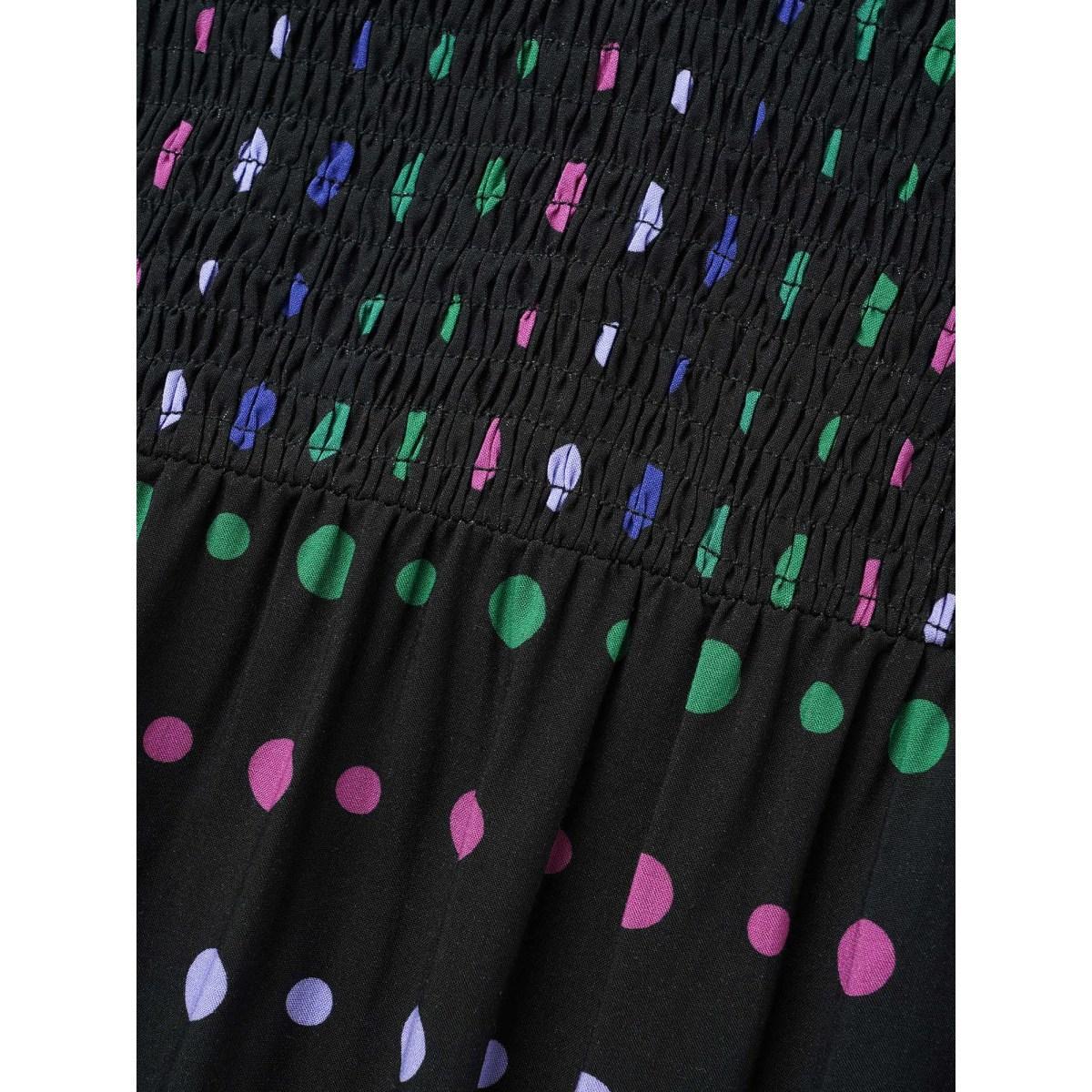 Plus Size Polka Dot Shirred Lantern Sleeve Dress Midnight Women Elegant Shirred V-neck Elbow-length sleeve Curvy BloomChic 30/6X Product Image