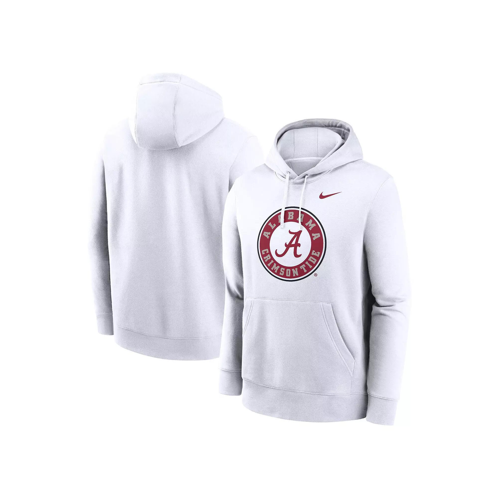 Men's Nike White Alabama Crimson Tide Primetime Alternate Logo Club Fleece Pullover Hoodie, Size: Small Product Image